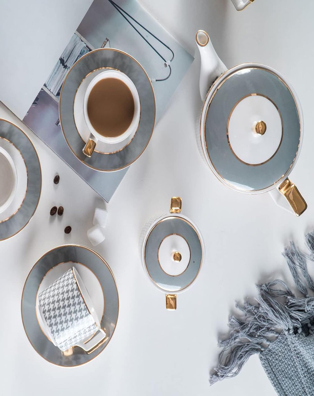 WINTER BEIGE VALLEY TEA SET ANGIE HOMES