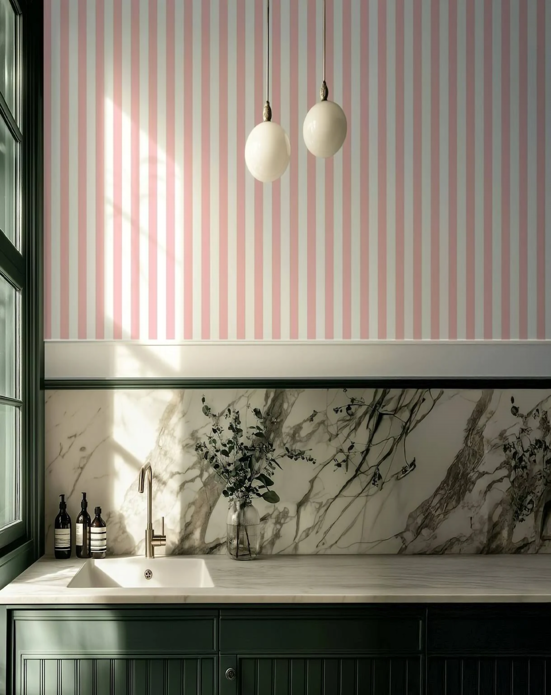 WOLE PINK & WHITE LINE WALLPAPER