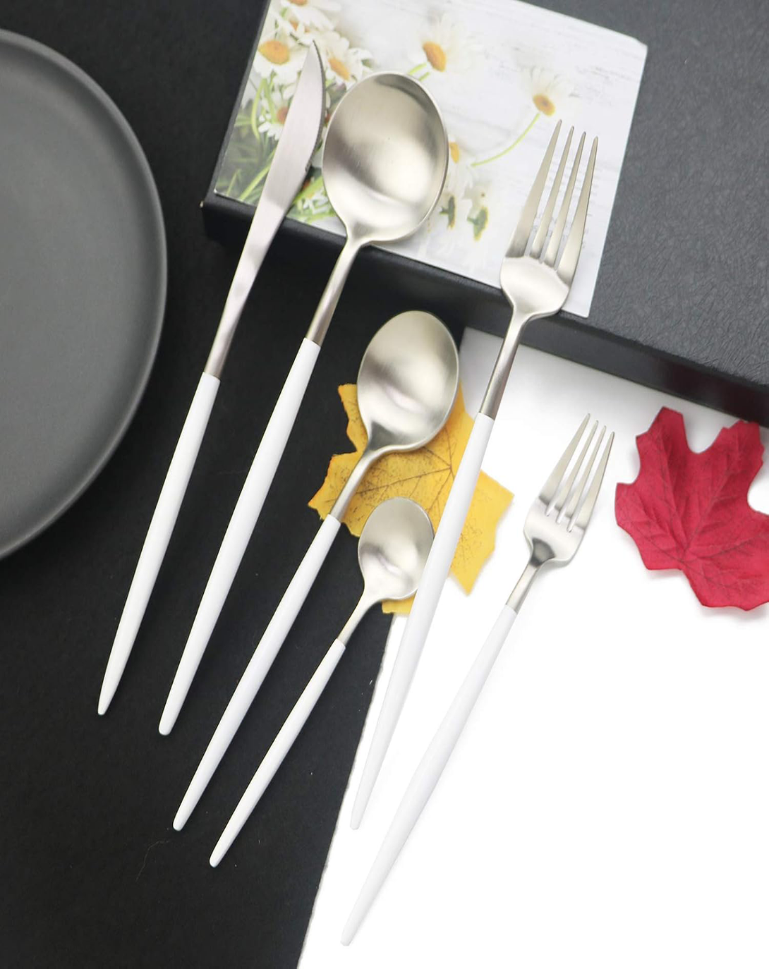 Ximen White Silver Finish Cutlery Set ANGIE HOMES