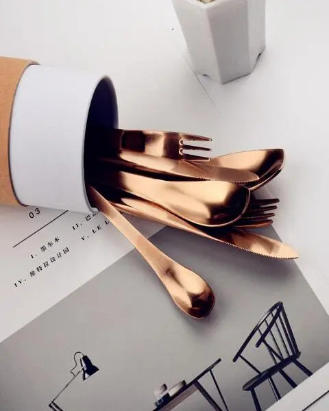 Zeo Copper Cutlery Set ANGIE KRIPALANI DESIGN - ANGIE HOMES- ANGIES INDIA