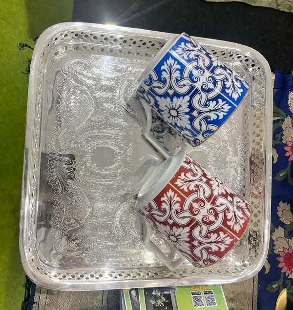 Zink Silver Finish Tray ANGIE HOMES