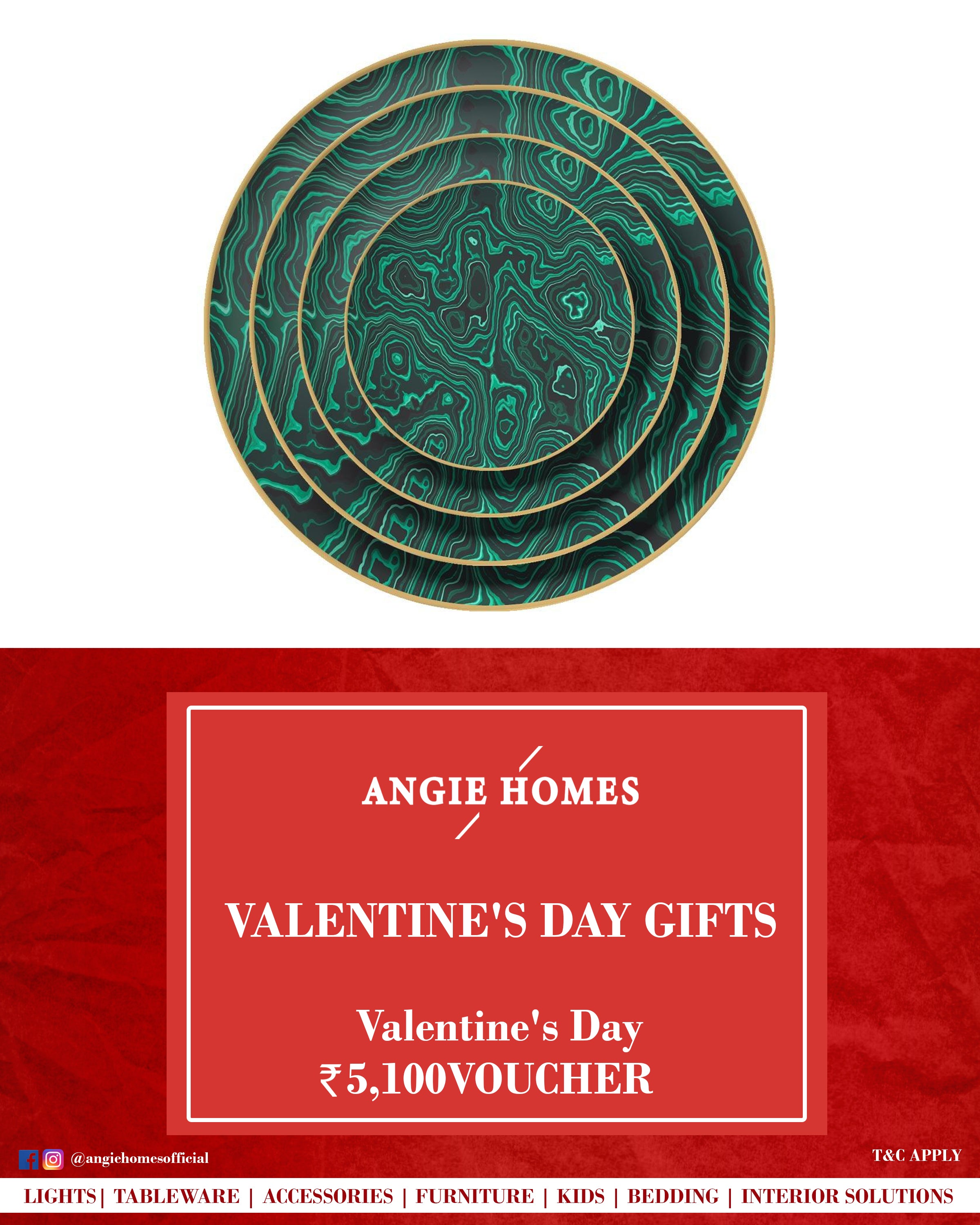 Online Happy Valentine's Day Gift Card Voucher for Green Plate ANGIE HOMES
