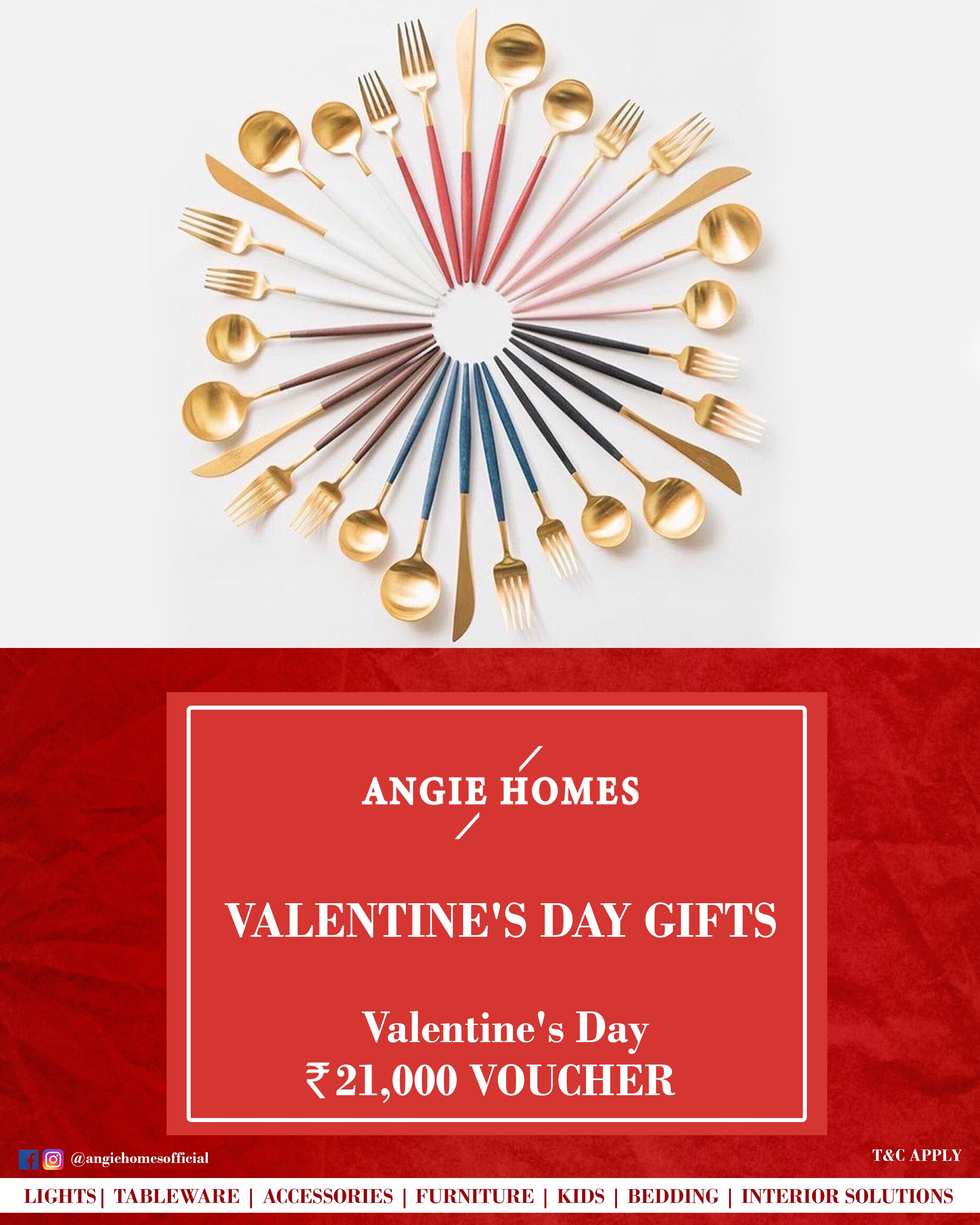 Online Happy Valentine's Day Gift Card Voucher for Cutlery ANGIE HOMES
