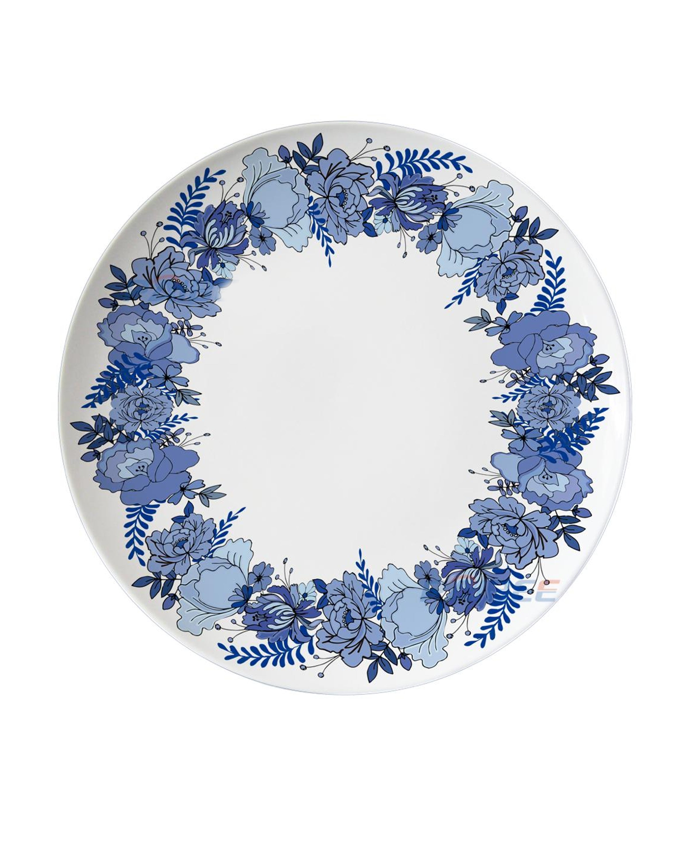 Blue Floral Bone Fine China Dinner Plates 