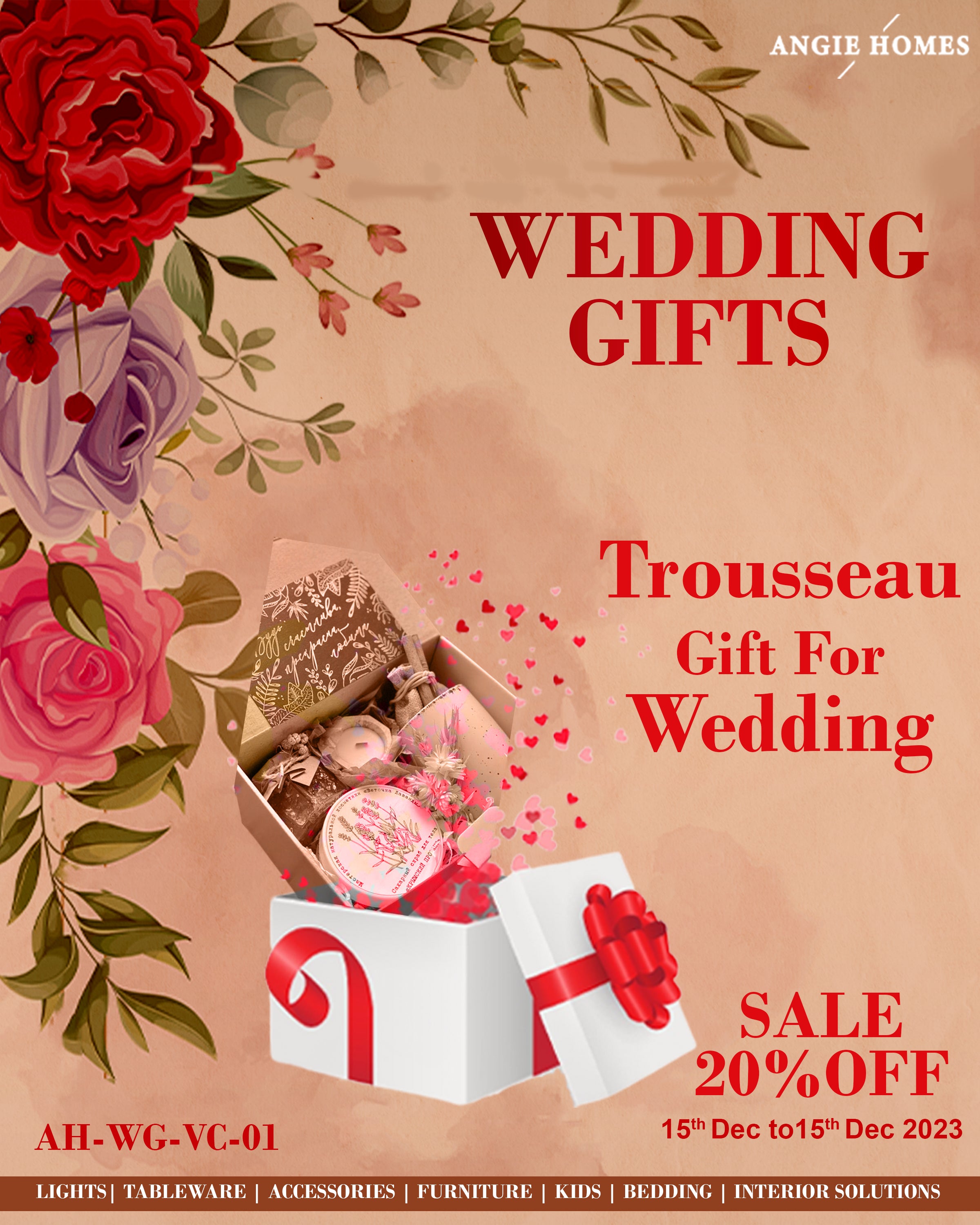 TROUSSEAU WEDDING GIFTS | MARRIAGE GIFT VOUCHER | FANCY GIFTTING ANGIE HOMES
