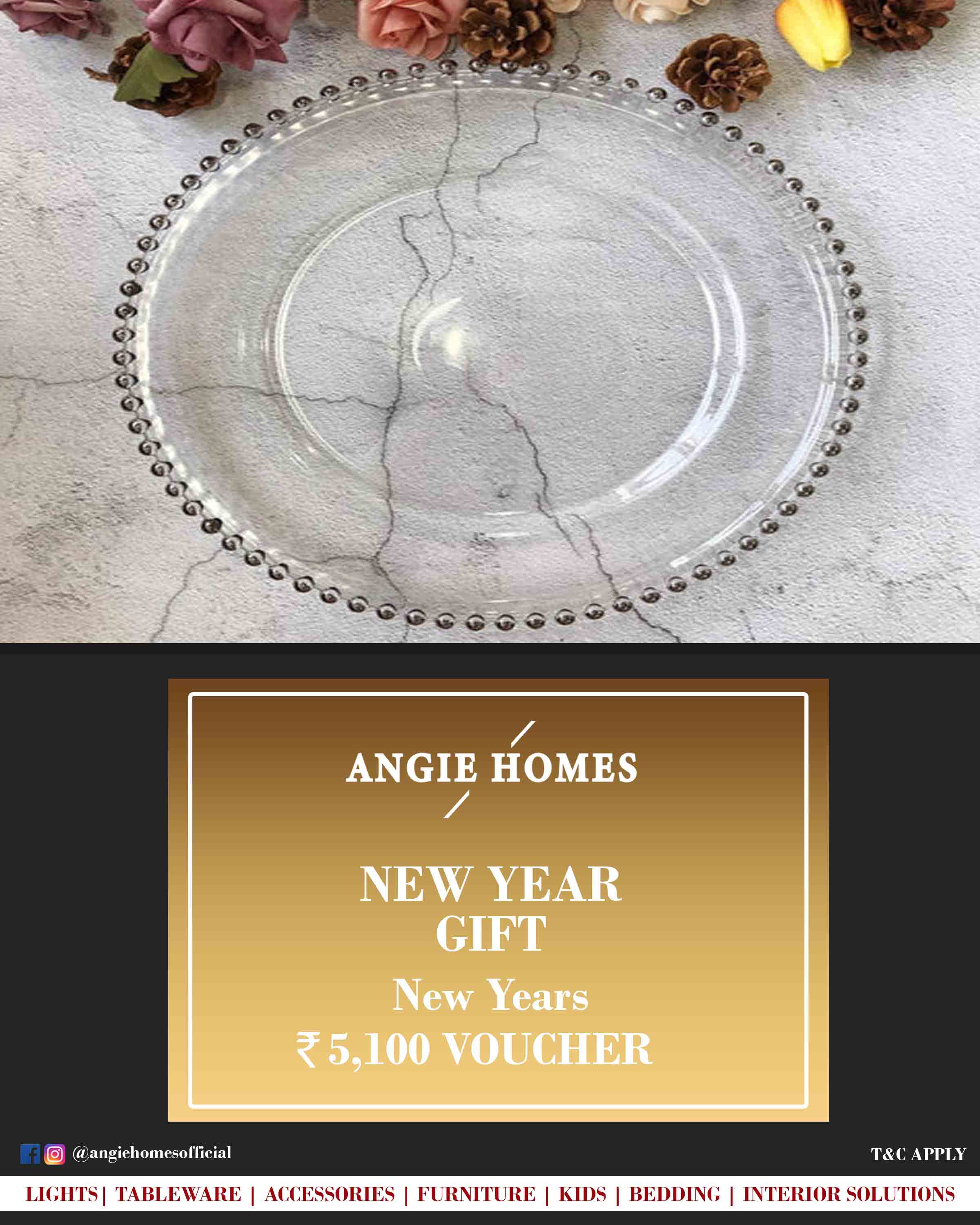 Online New Year Gift Voucher for Tableware | Transparent Plates ANGIE HOMES
