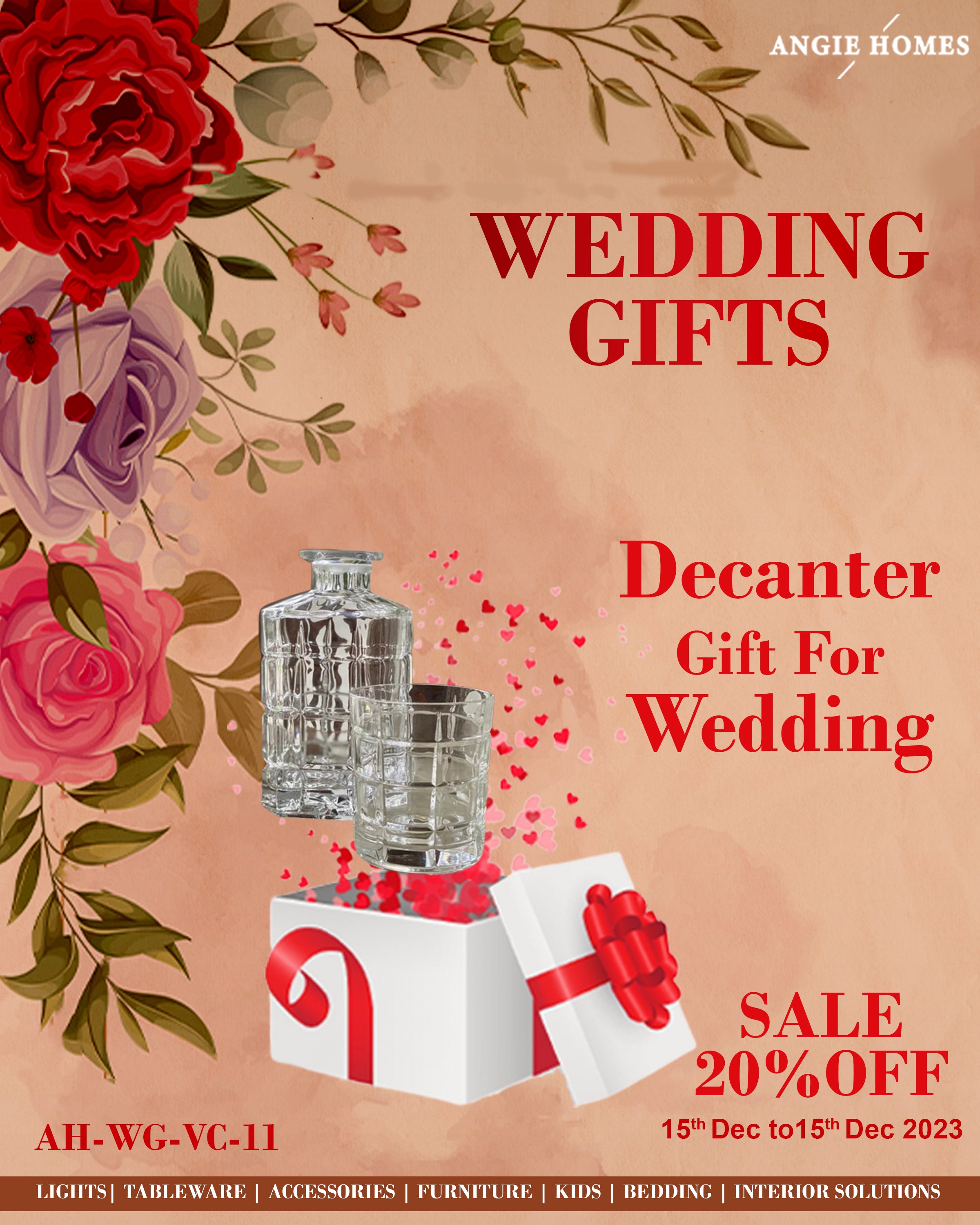 WHISKEY DECANTER FOR WEDDING GIFTS | MARRIAGE GIFT VOUCHER CARD | RETURN GIFTTING CARD ANGIE HOMES