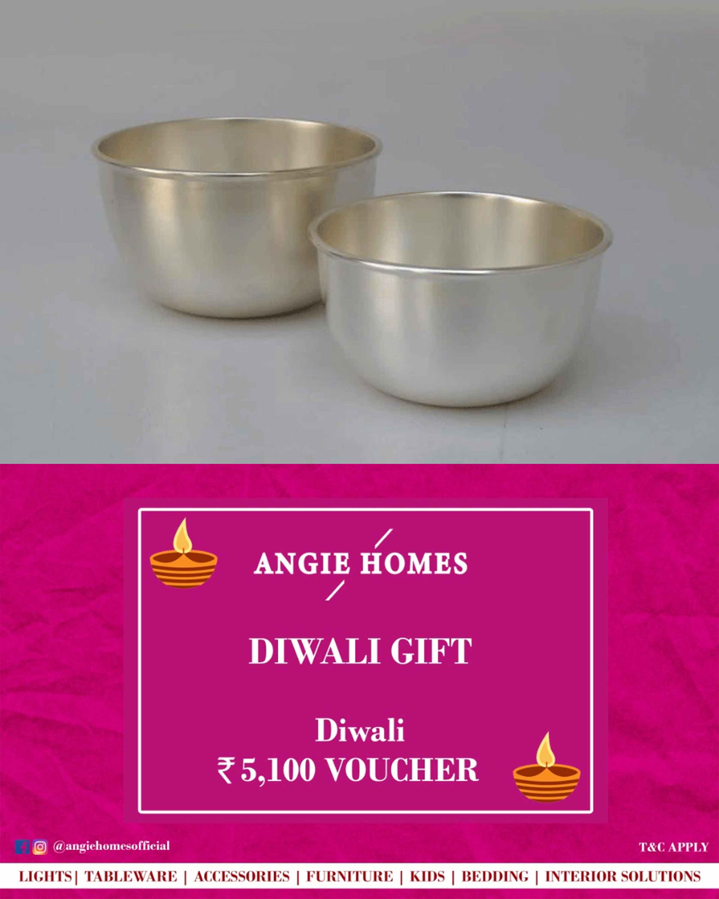 Online Diwali Gift Card Voucher for Silver Plated Bowl Set | Serveware ANGIE HOMES