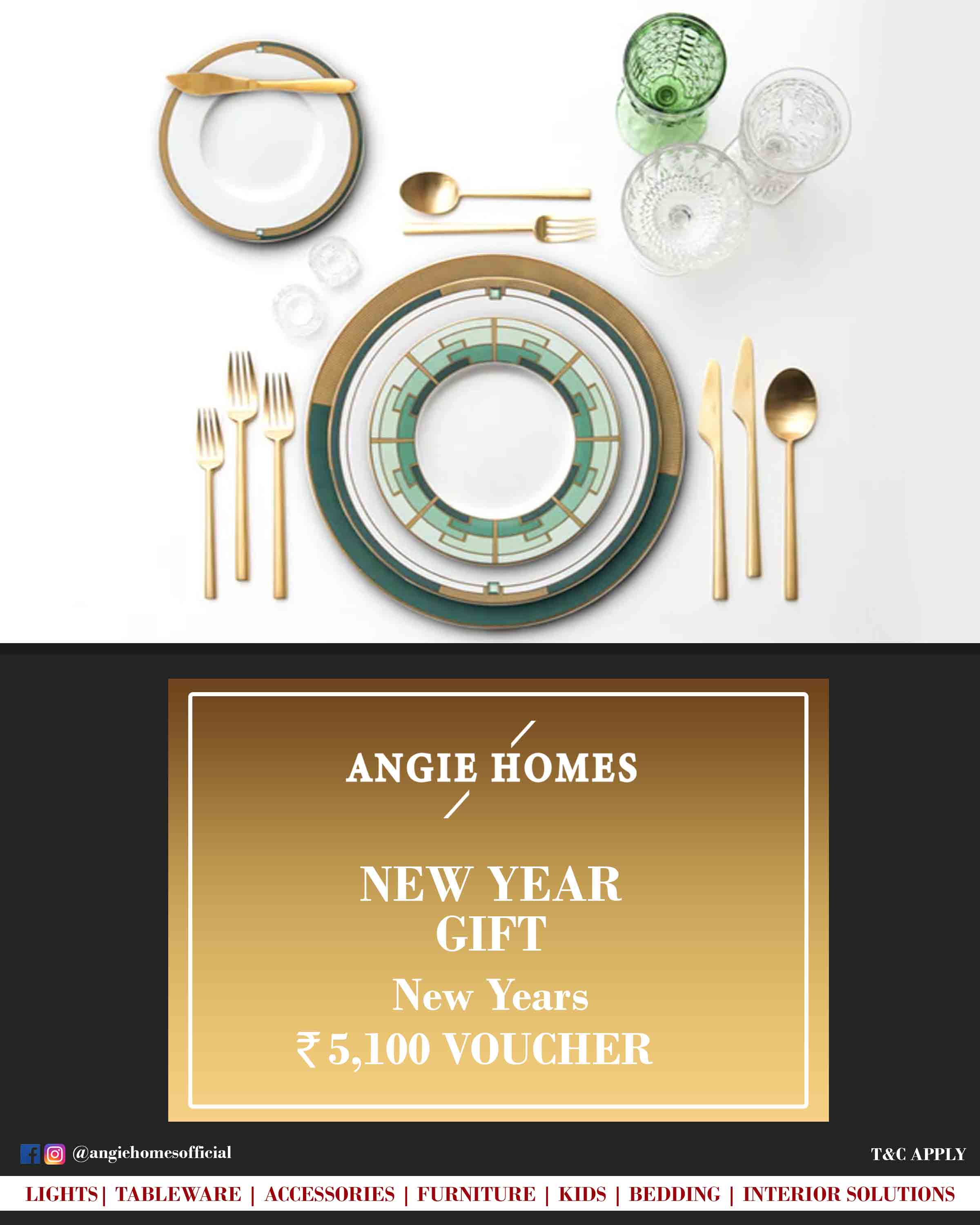 Online New Year Gift Voucher for Tableware | Dinner Set with Cutlery ANGIE HOMES