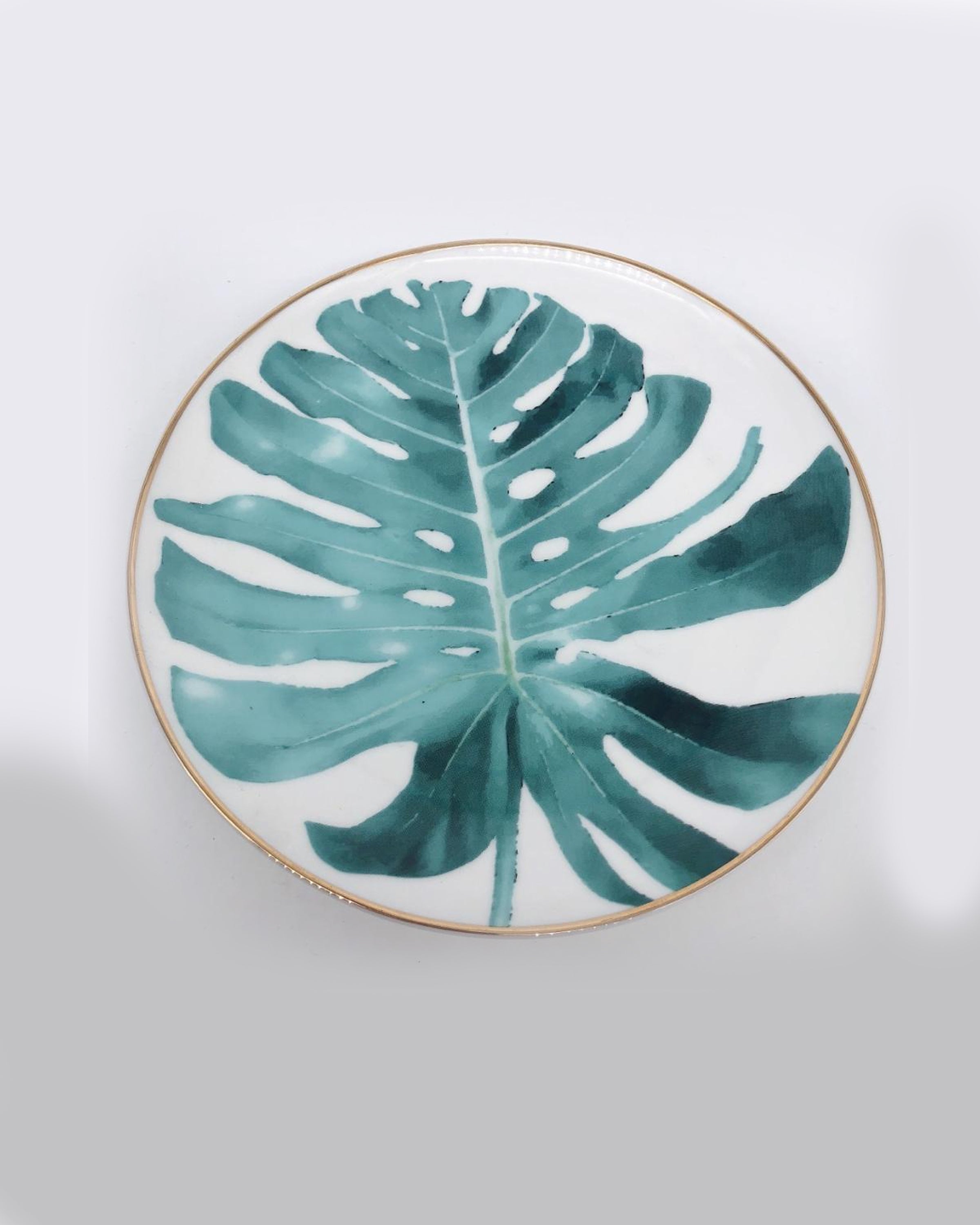 Big Blue Leaf Design White Porcelain Plates Online