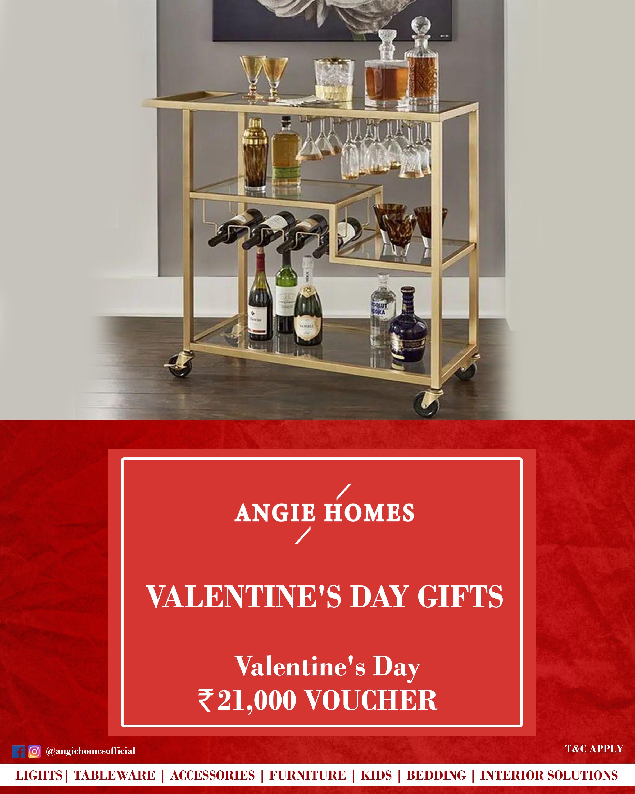 Online Happy Valentine's Day Gift Card Voucher for Bar Trolley ANGIE HOMES