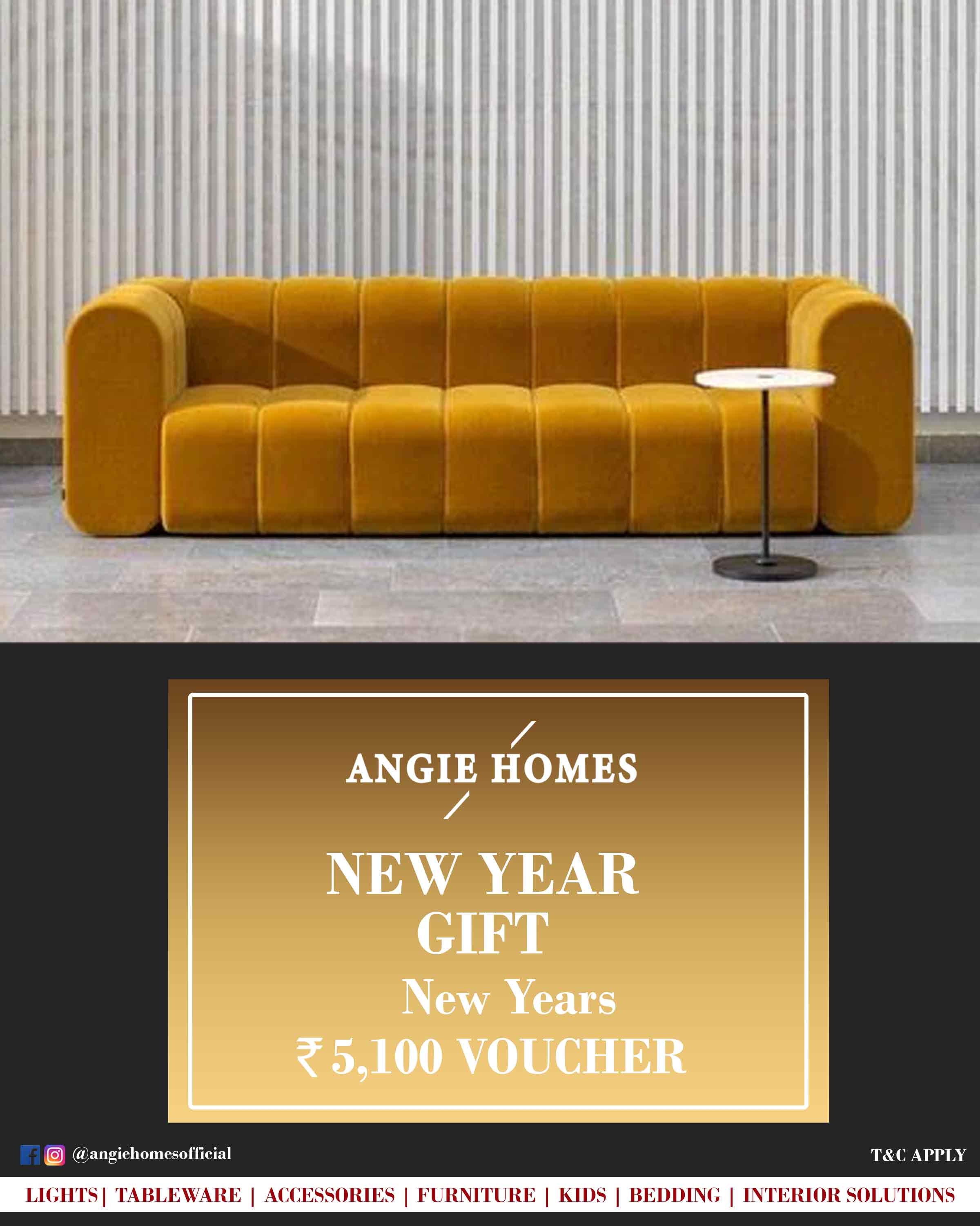 Online New Year Gift Voucher for Yellow 3-Seater Sofa | Furniture ANGIE HOMES