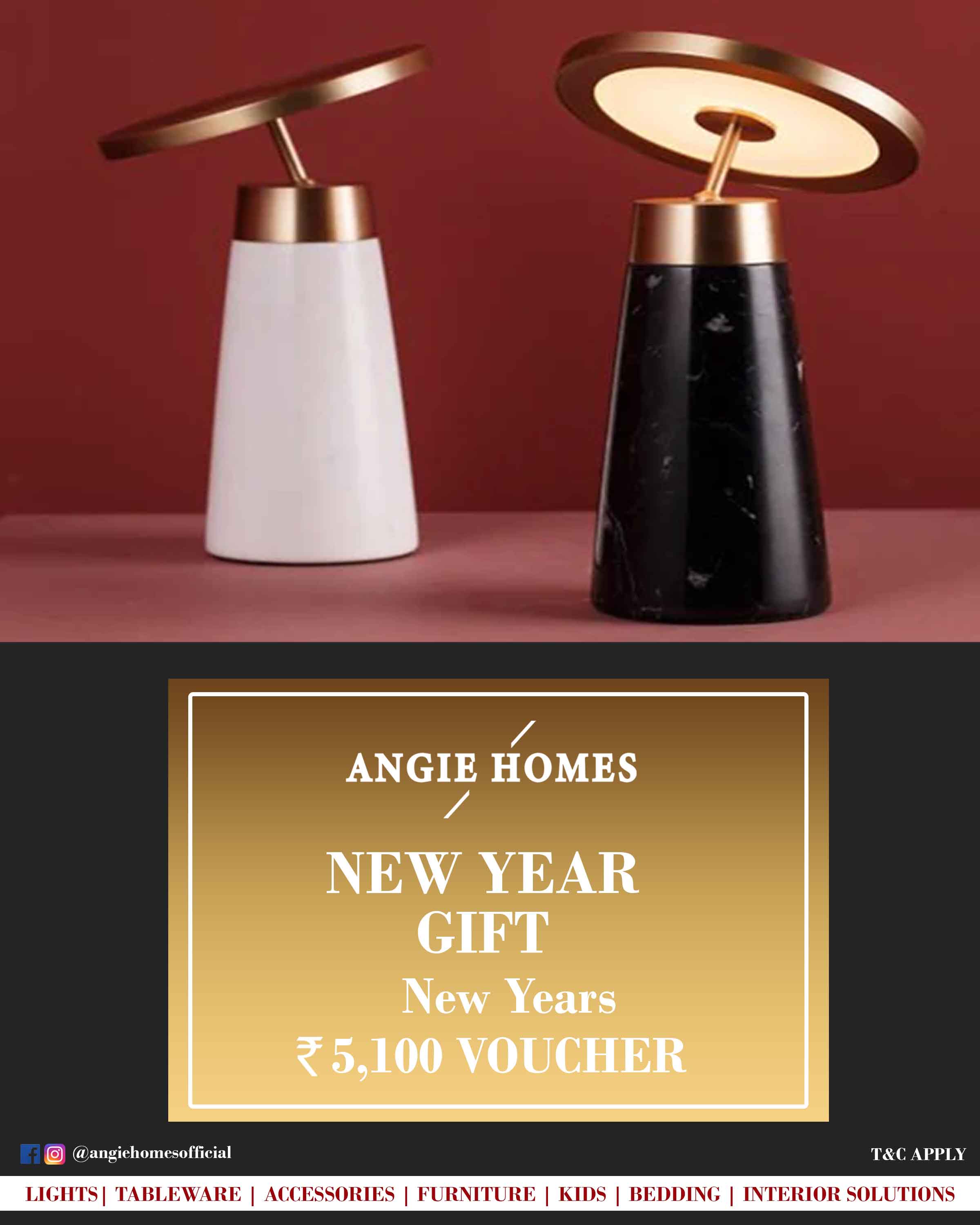 Online New Year Gift Card Voucher for stylish Table Lamp ANGIE HOMES