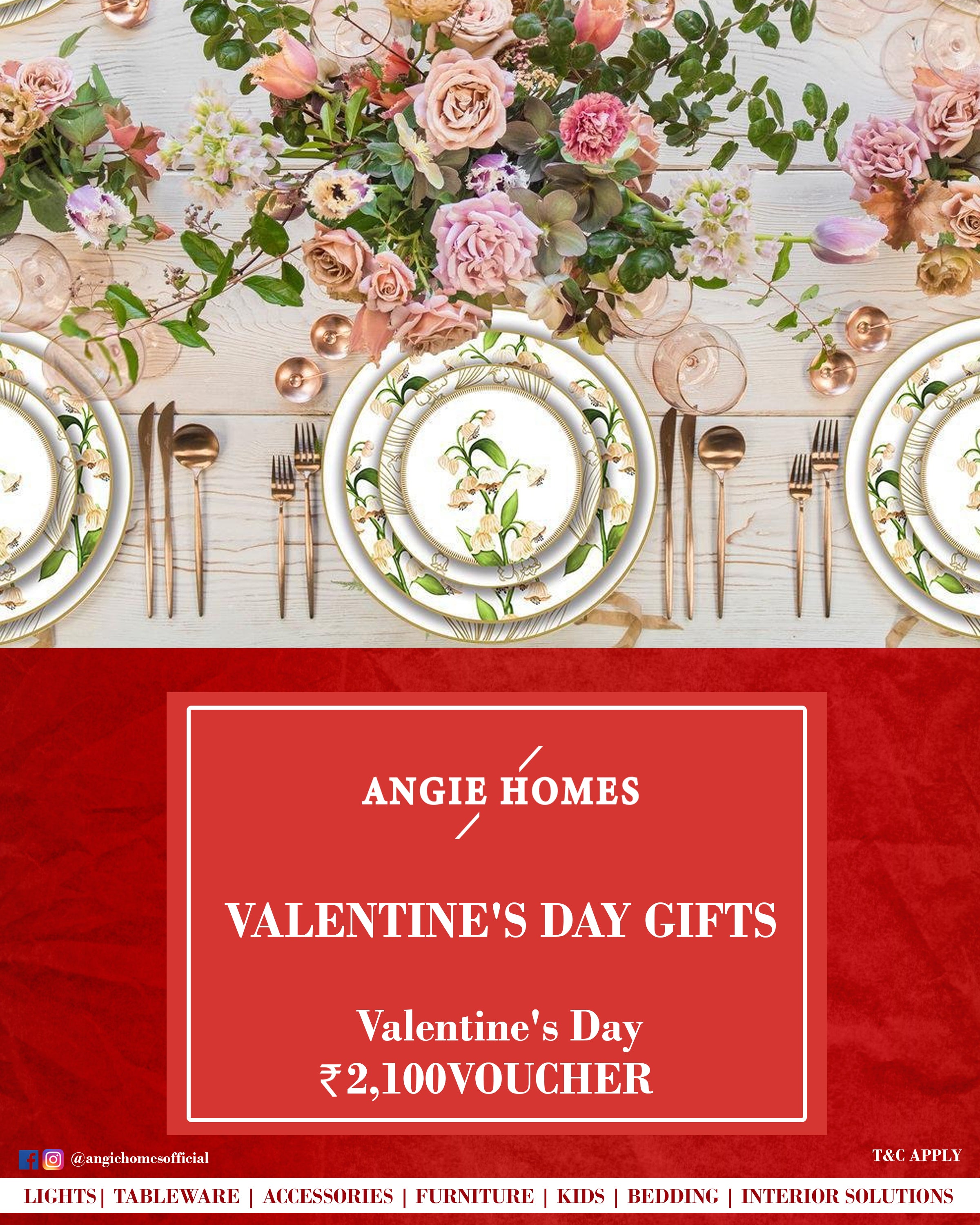 Online Happy Valentine's Day Gift Card Voucher for Tableware ANGIE HOMES