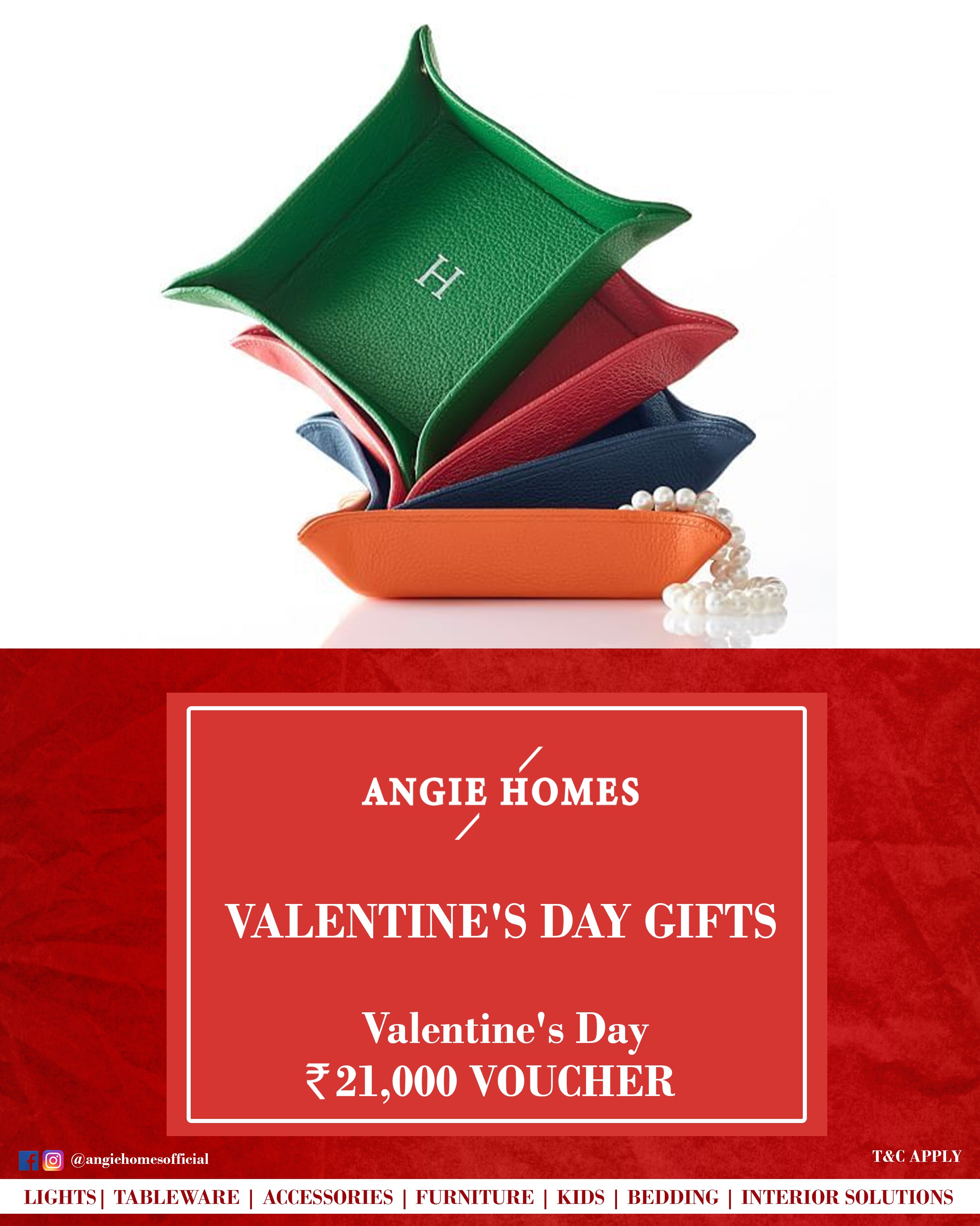 Online Happy Valentine's Day Gift Card Voucher for Leather Trays ANGIE HOMES