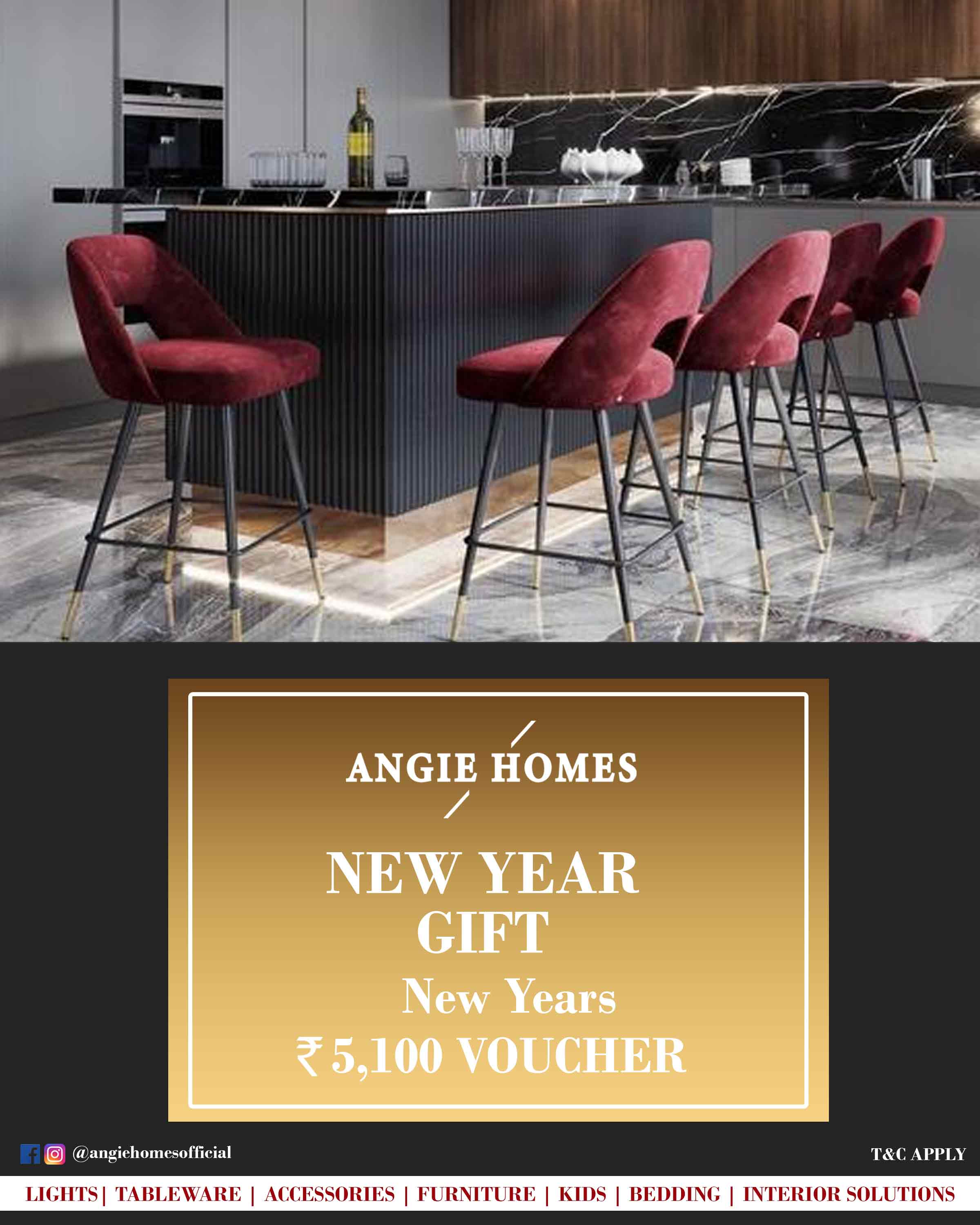 Online New Year Gift Card Voucher for Stylish Bar Chair Set | Furniture ANGIE HOMES