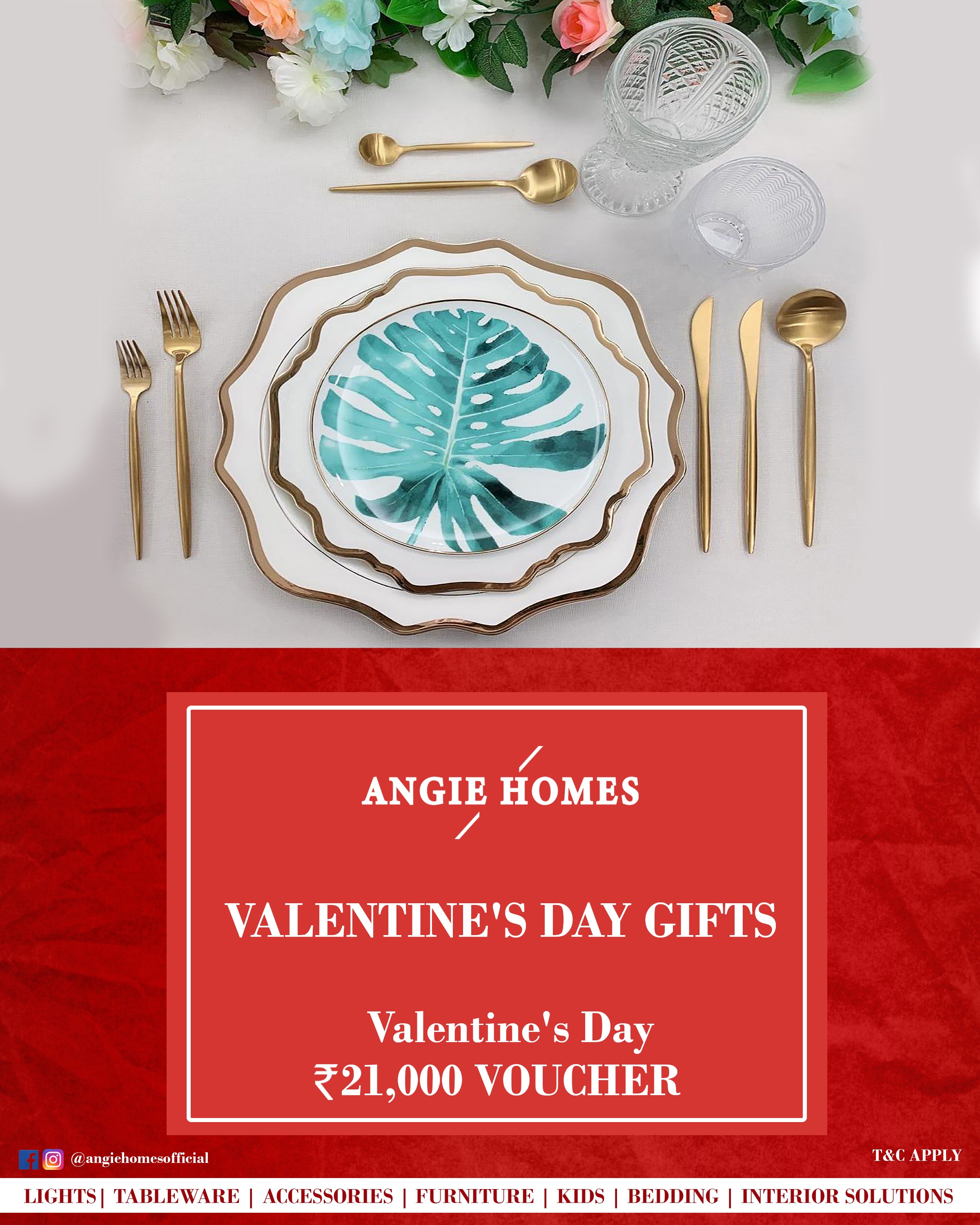 Online Happy Valentine's Day Gift Card Voucher for Tableware | Bone China Plates ANGIE HOMES