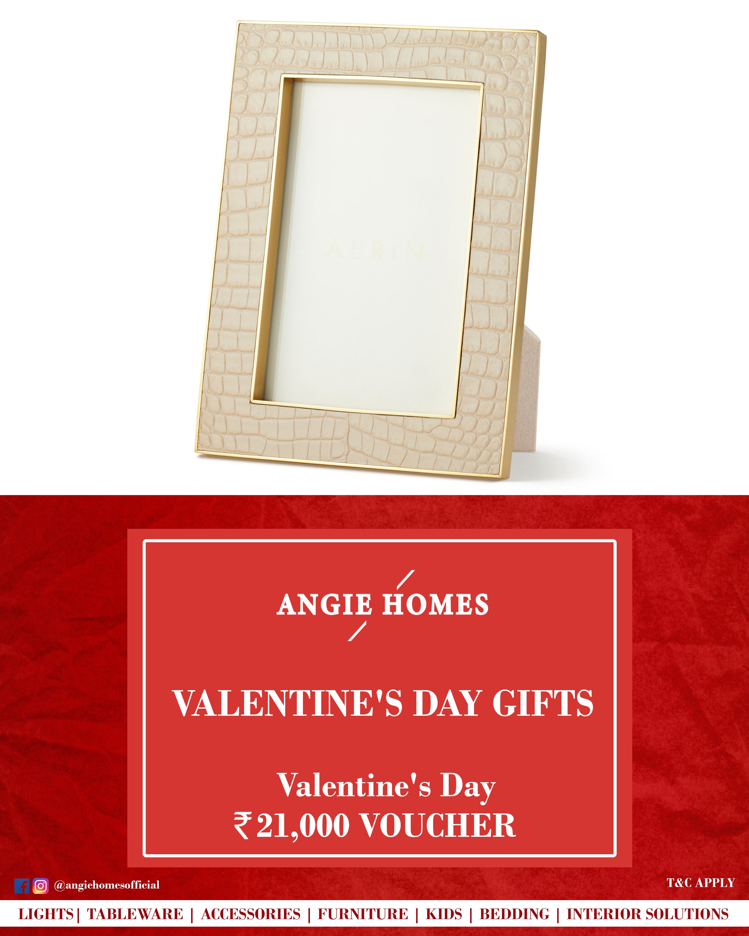 Online Happy Valentine's Day Gift Card Voucher for Leather Photo Frame ANGIE HOMES