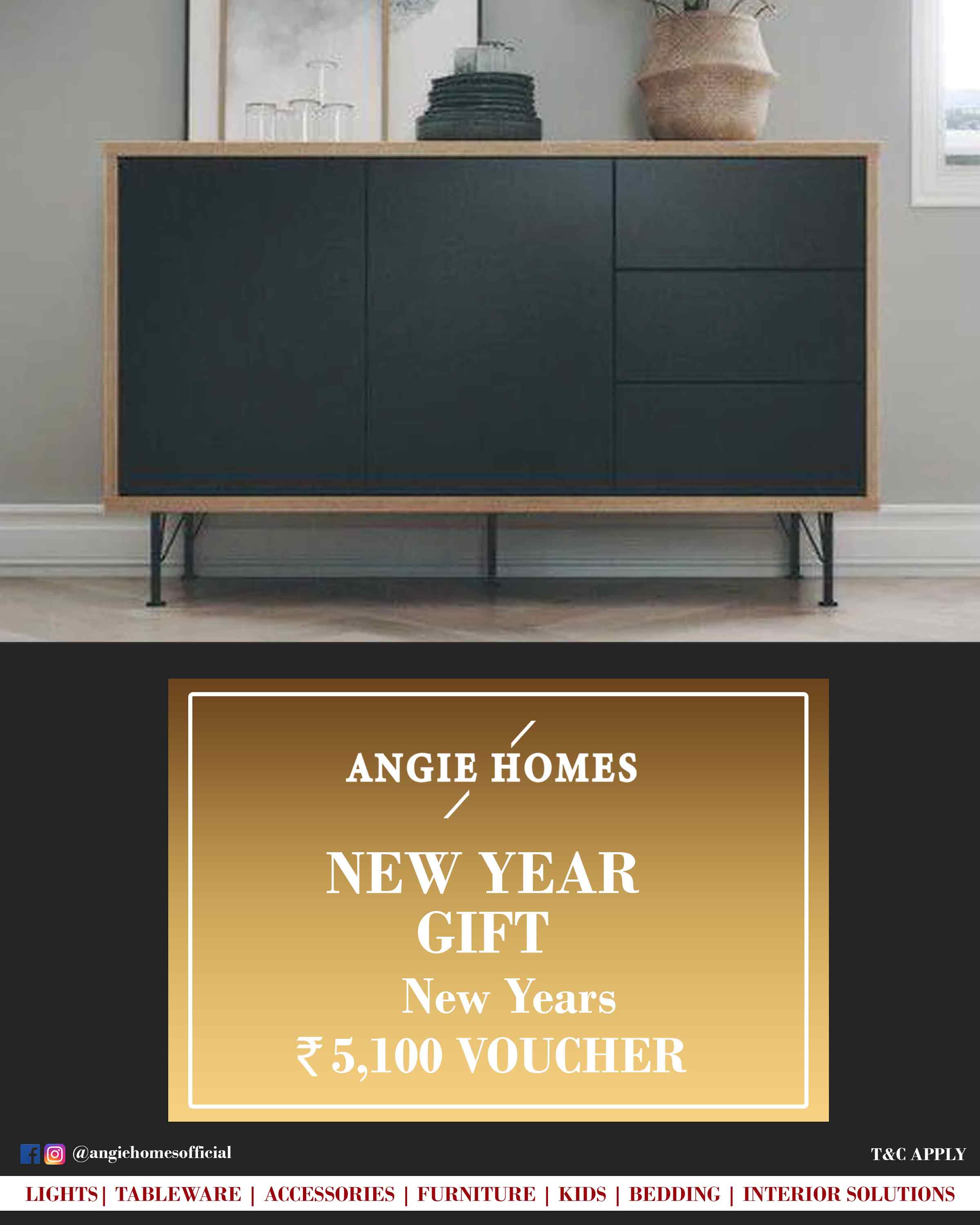 Online New Year Gift Card Voucher for Rectangle Wooden Side Board Table | Furniture ANGIE HOMES