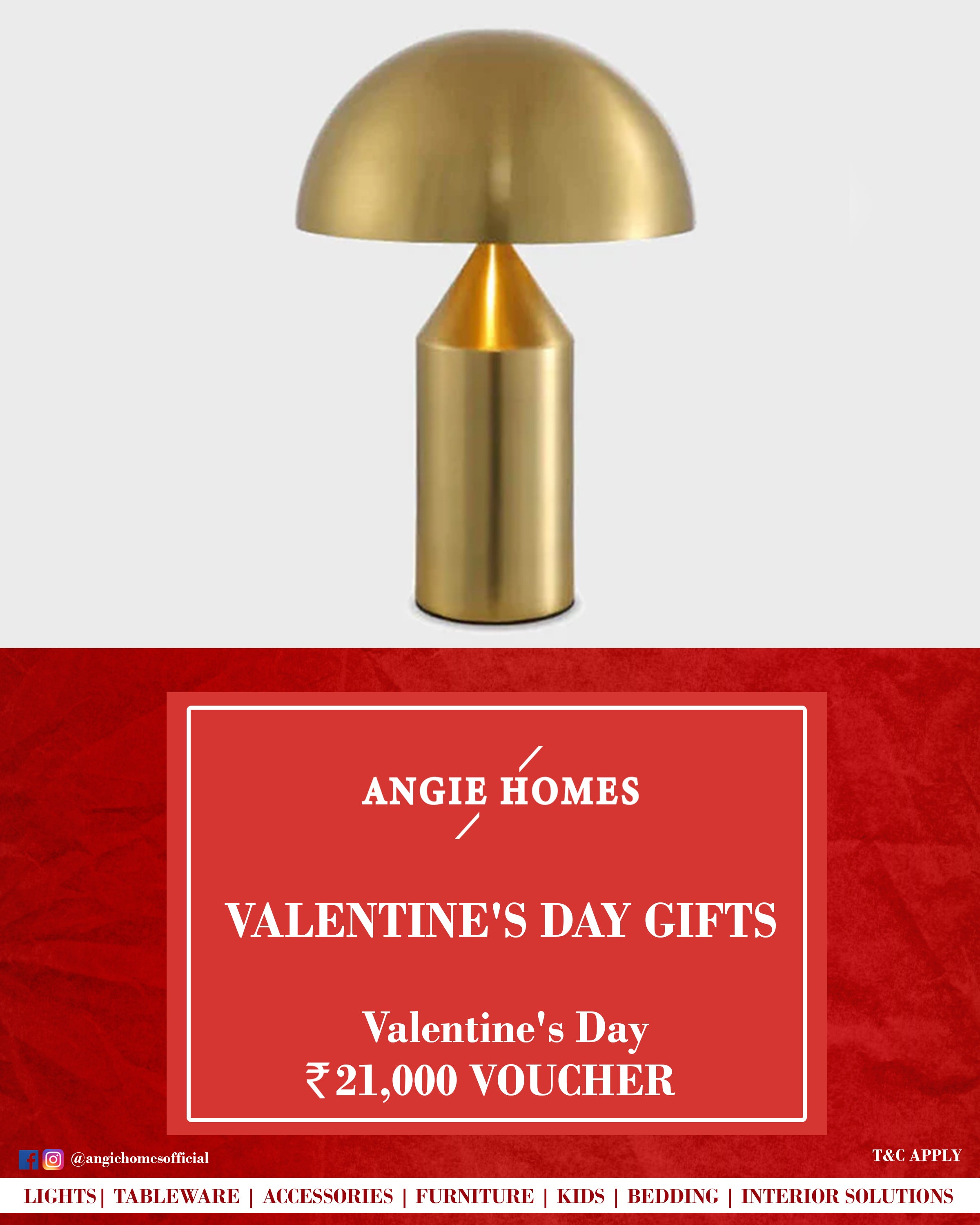 Online Happy Valentine's Day Gift Card Voucher for Table Lamp ANGIE HOMES