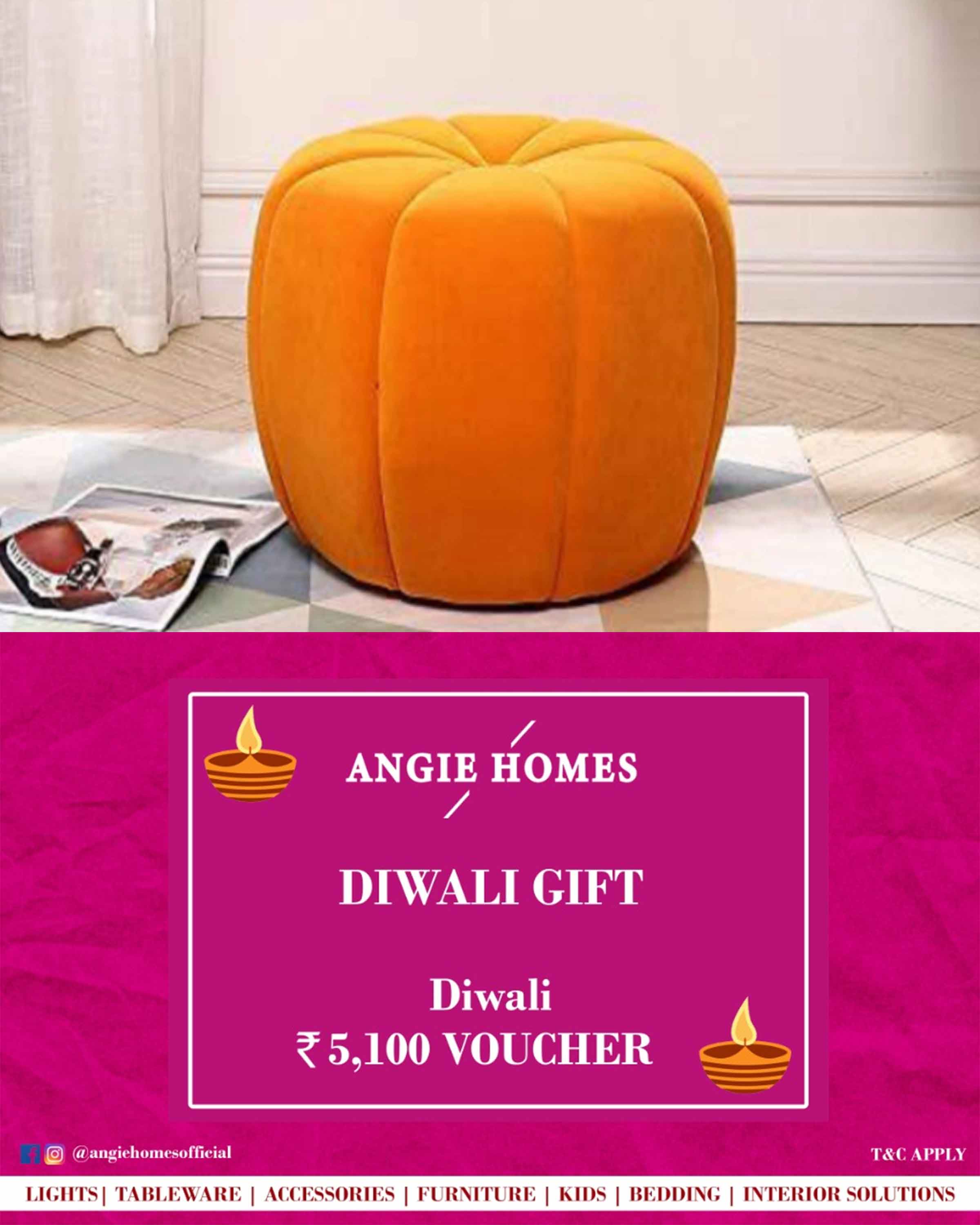 Online Diwali Gift Card Voucher for Orange Poufs | Furniture ANGIE HOMES