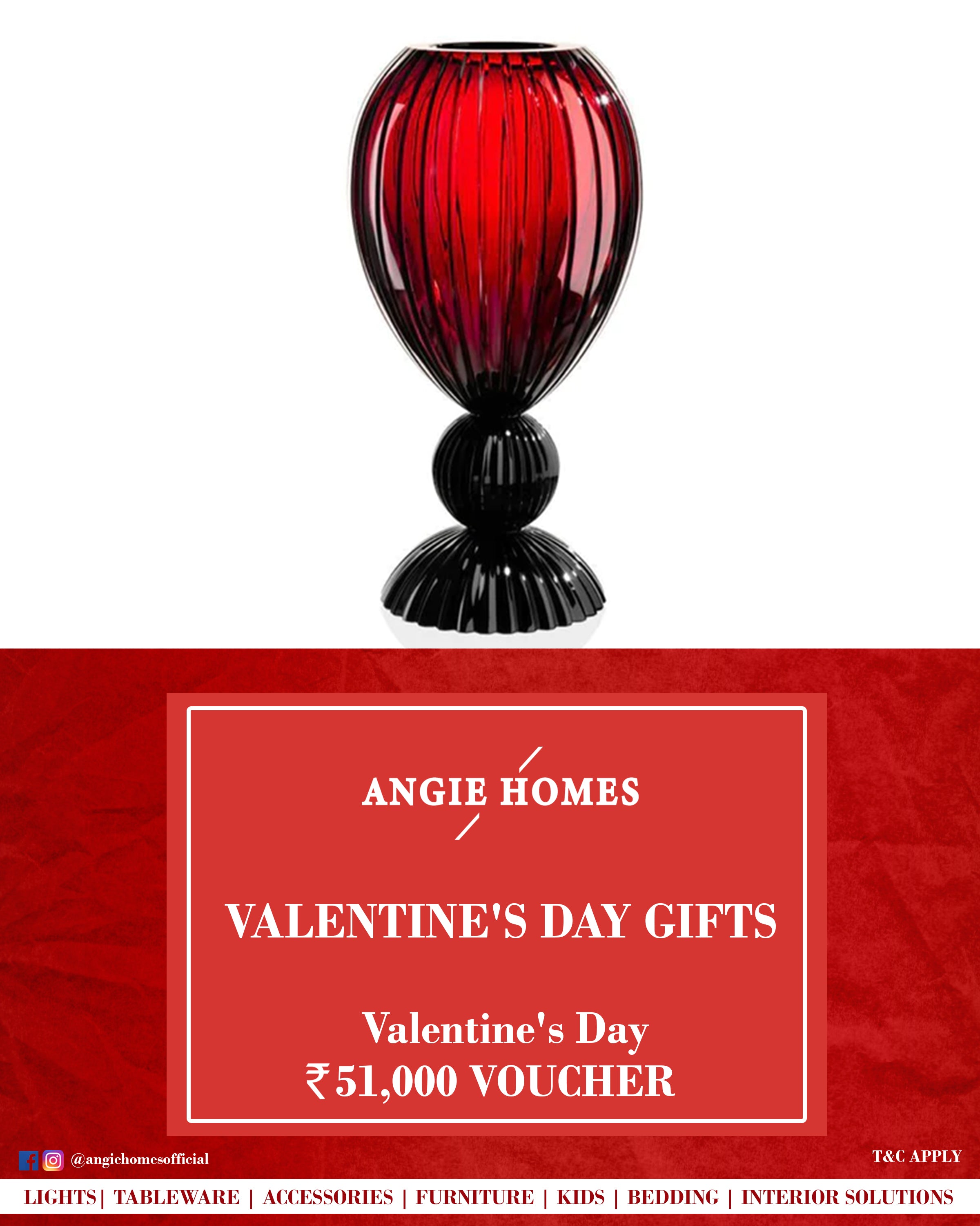 Online Happy Valentine's Day Gift Card Voucher for Black & Red Vases ANGIE HOMES