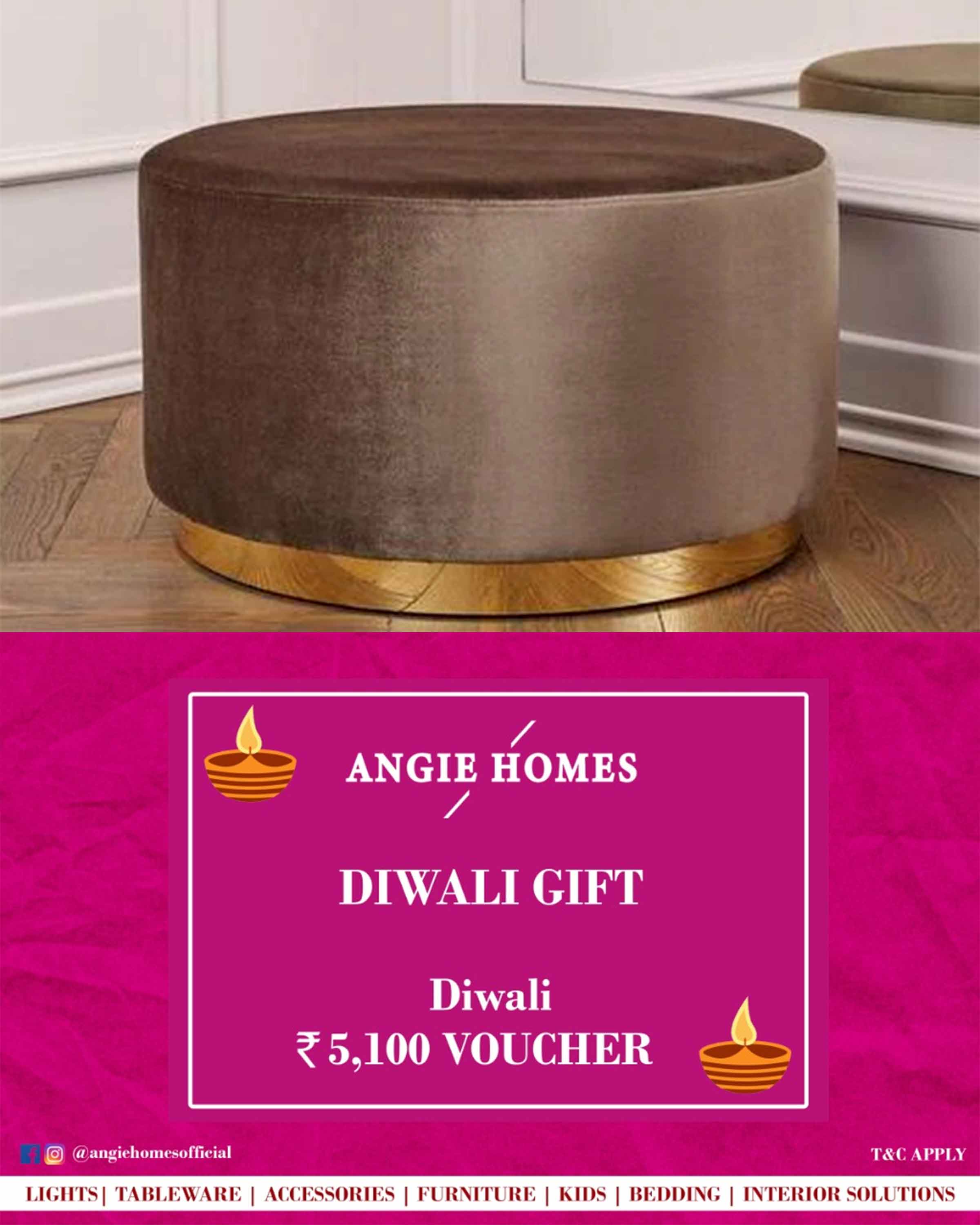 Online Diwali Gift Card Voucher for Velvet Poufs | Furniture ANGIE HOMES