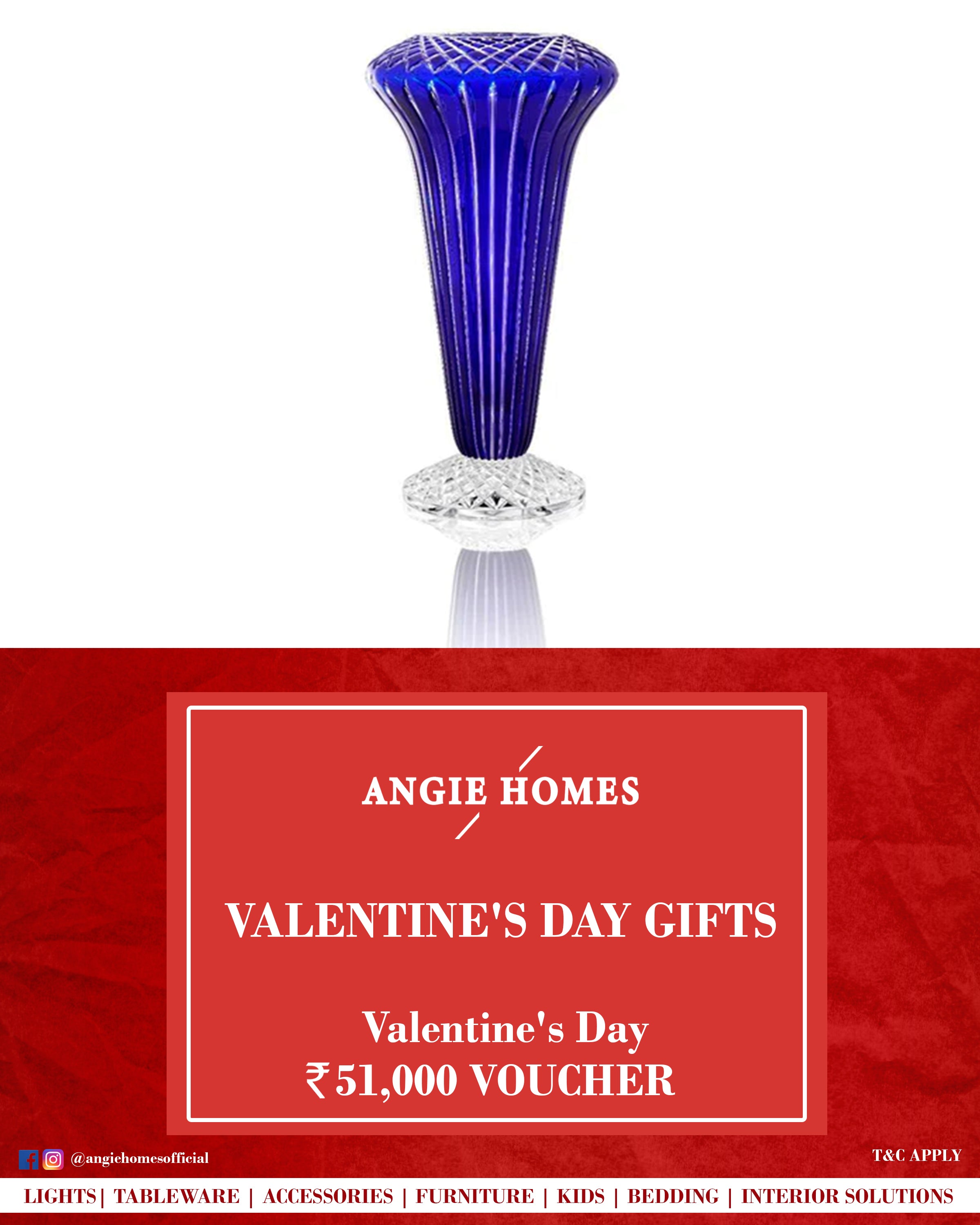 Online Happy Valentine's Day Gift Card Voucher for Round Murano Glass Vases ANGIE HOMES