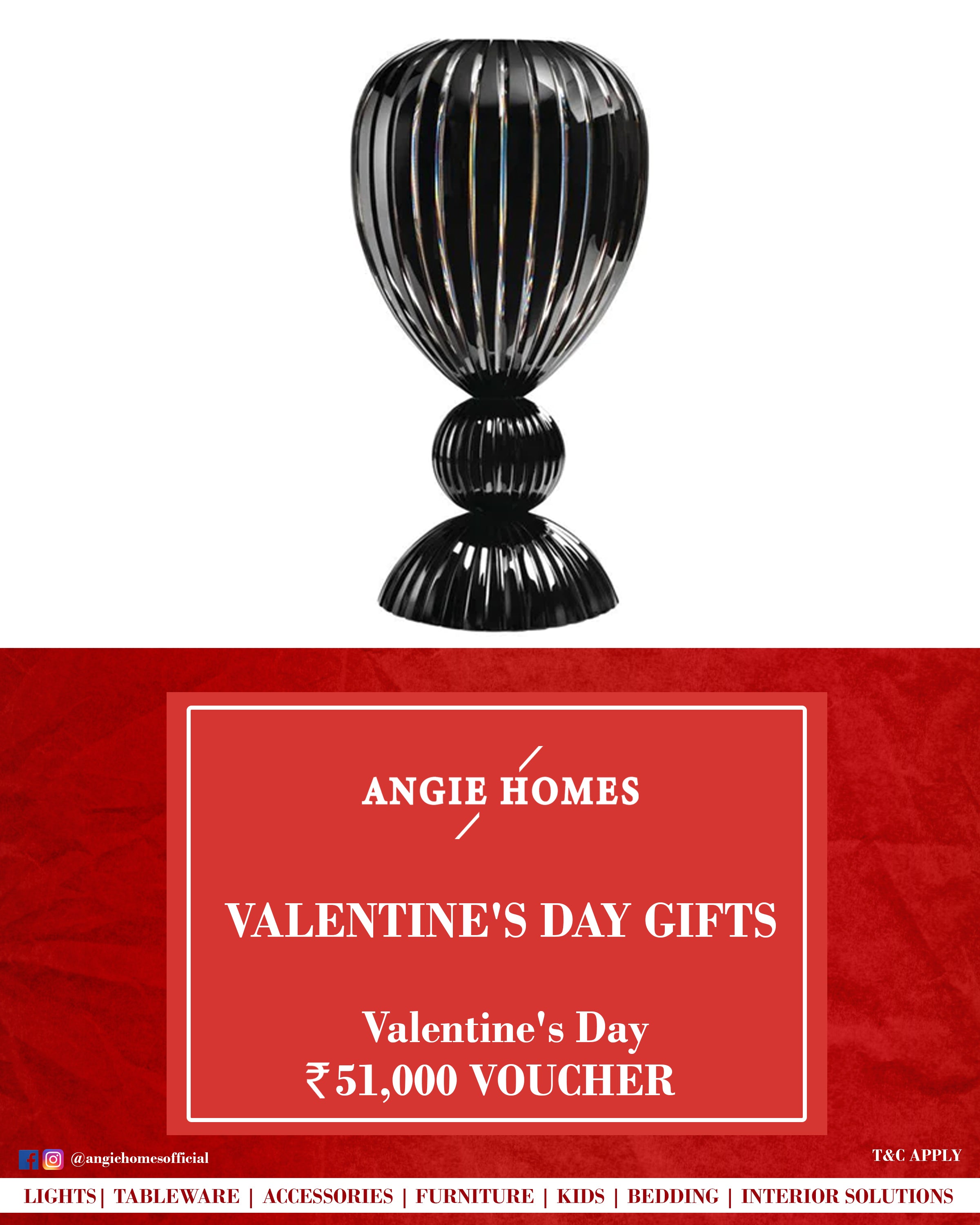 Online Happy Valentine's Day Gift Card Voucher for Black Vases ANGIE HOMES