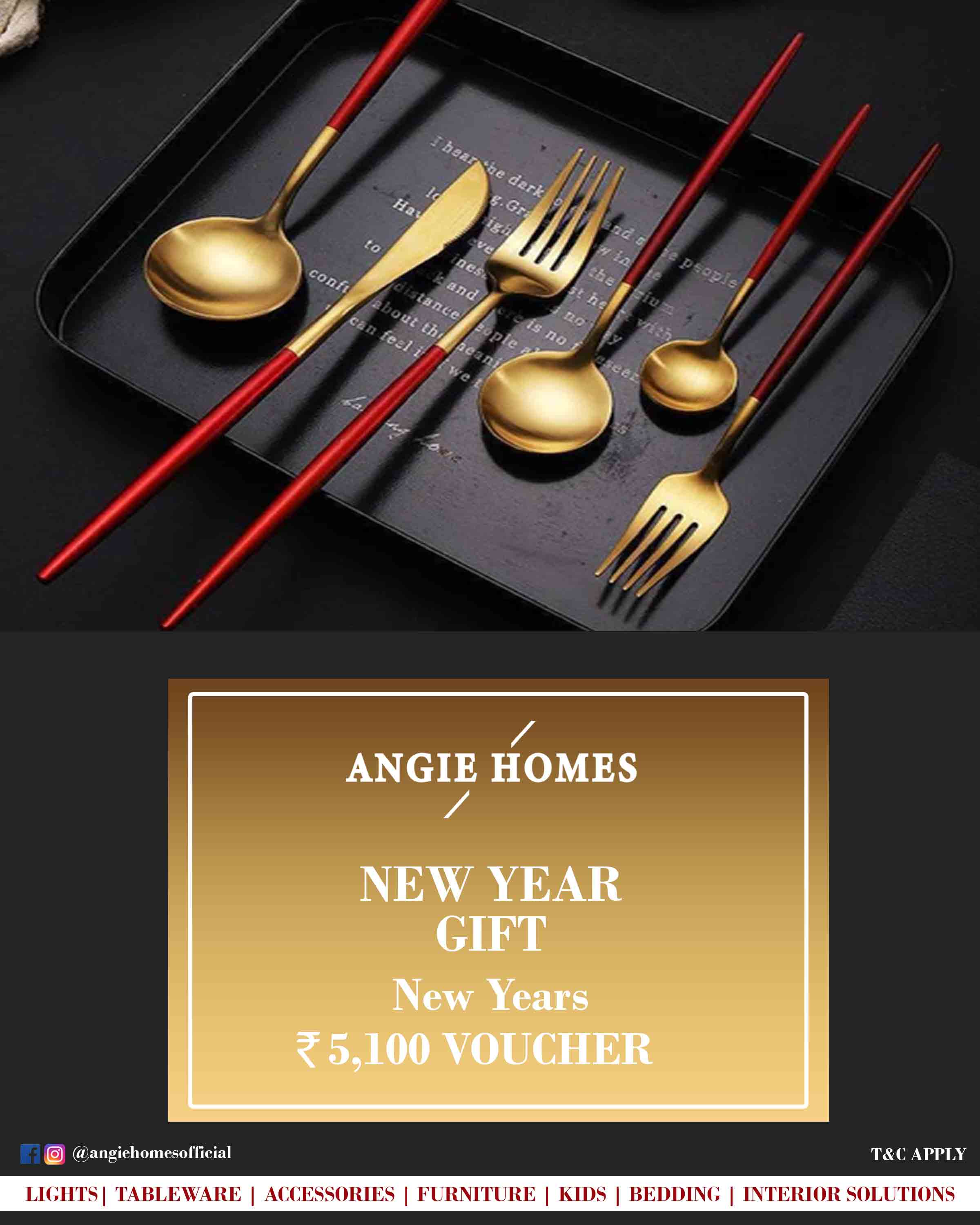 Online New Year Gift Voucher for Tableware | Red Cutlery ANGIE HOMES