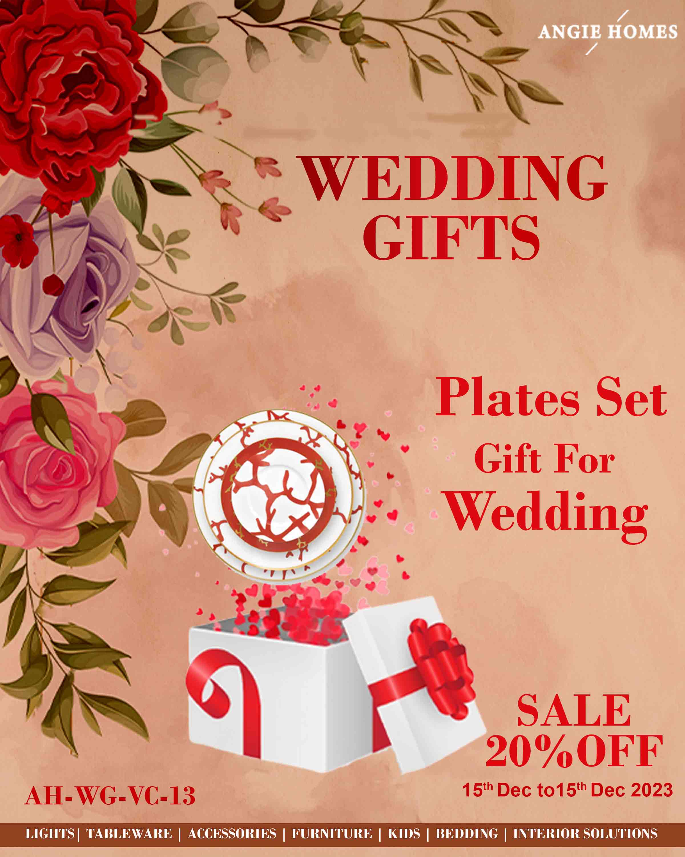 PLATES SET FOR WEDDING GIFTS | MARRIAGE GIFT VOUCHER | PREMIUM GIFTTING ANGIE HOMES