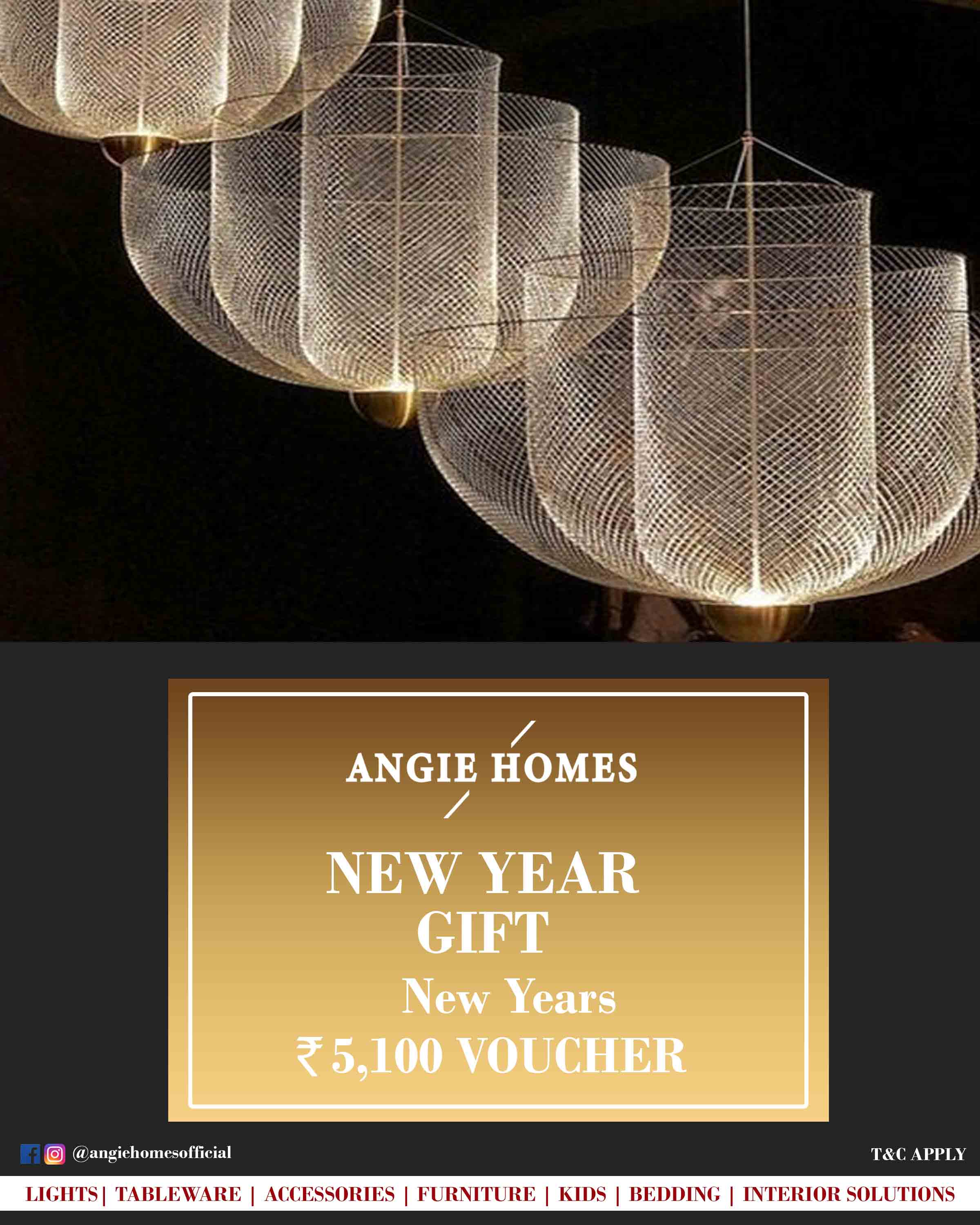 Online New Year Gift Card Voucher for Chandelier Lights ANGIE HOMES