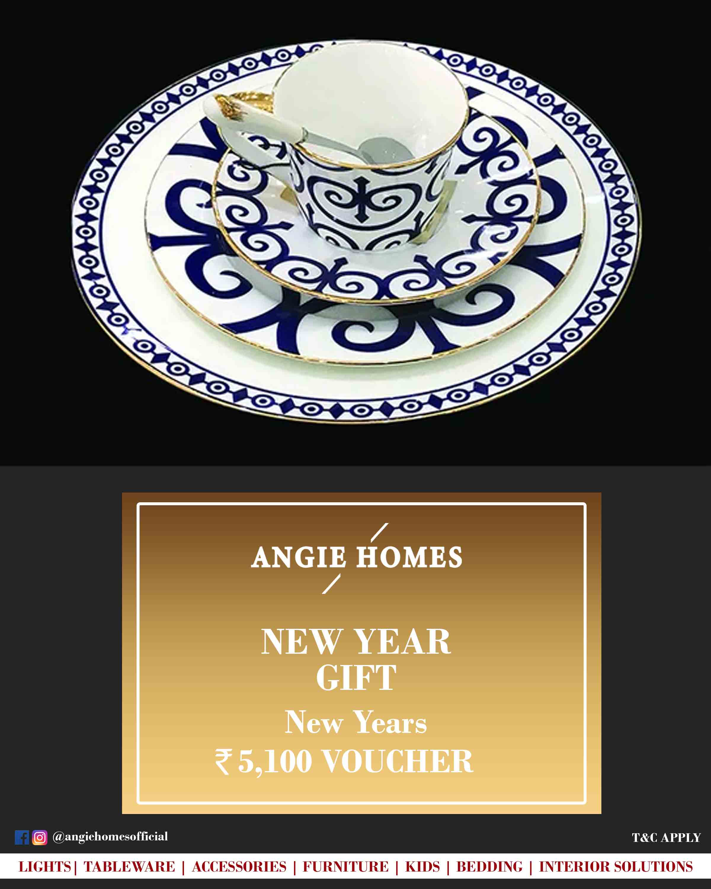 Online New Year Gift Card Voucher for Tableware ANGIE HOMES