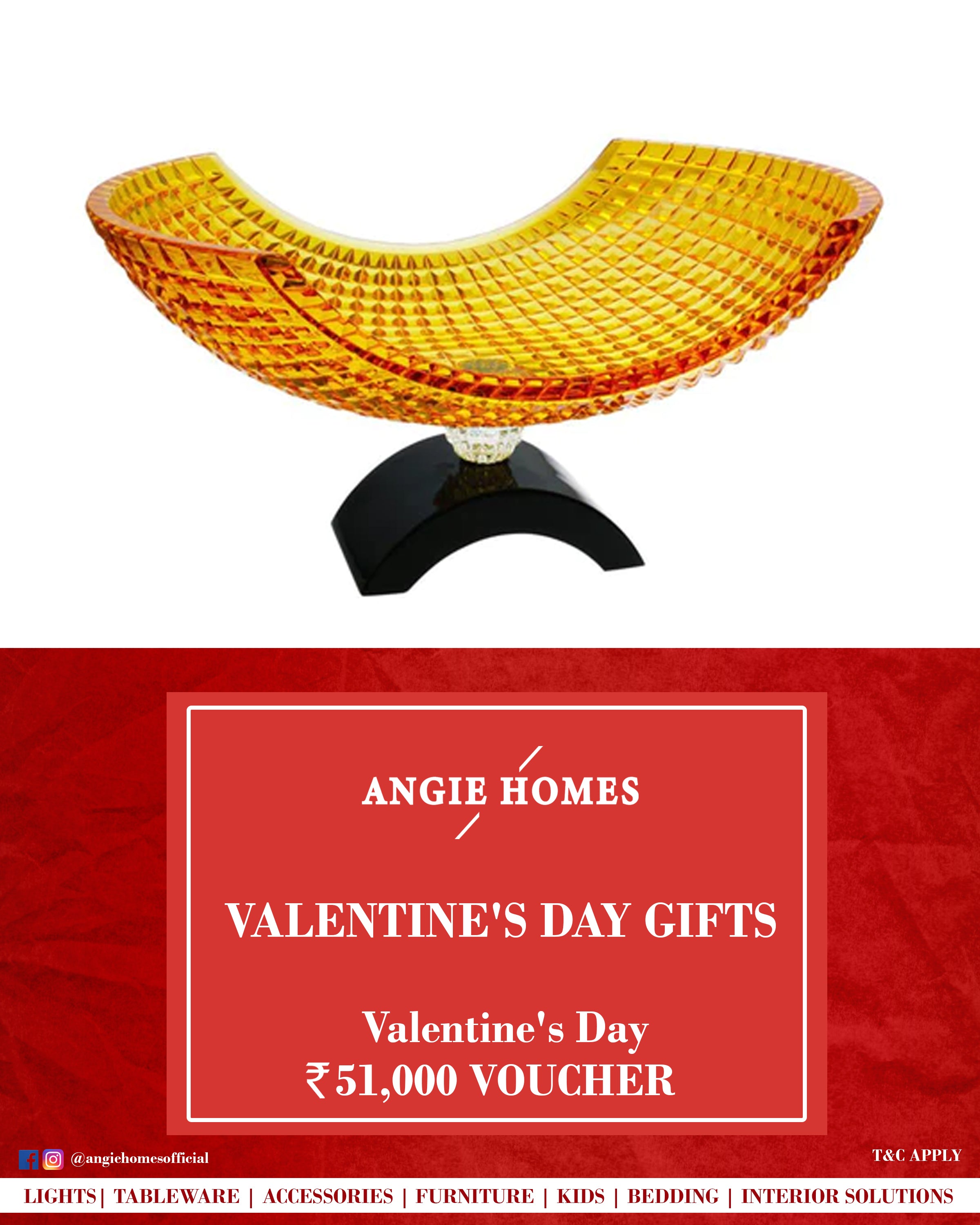 Online Happy Valentine's Day Gift Card Voucher for CRYSTAL VASES WITH BLACK BASE ANGIE HOMES