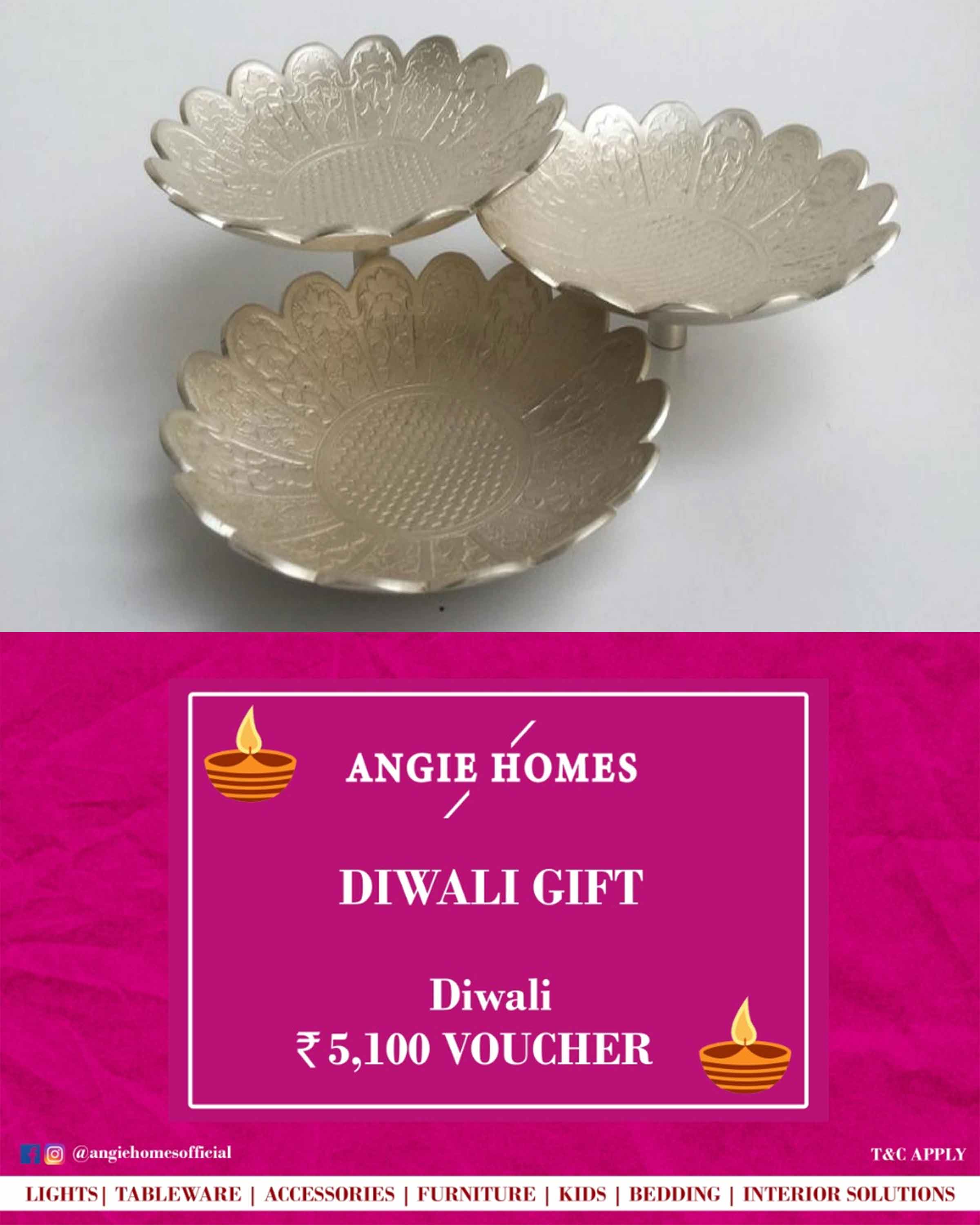 Online Diwali Gift Card Voucher for Three Layer Plate | Serveware ANGIE HOMES