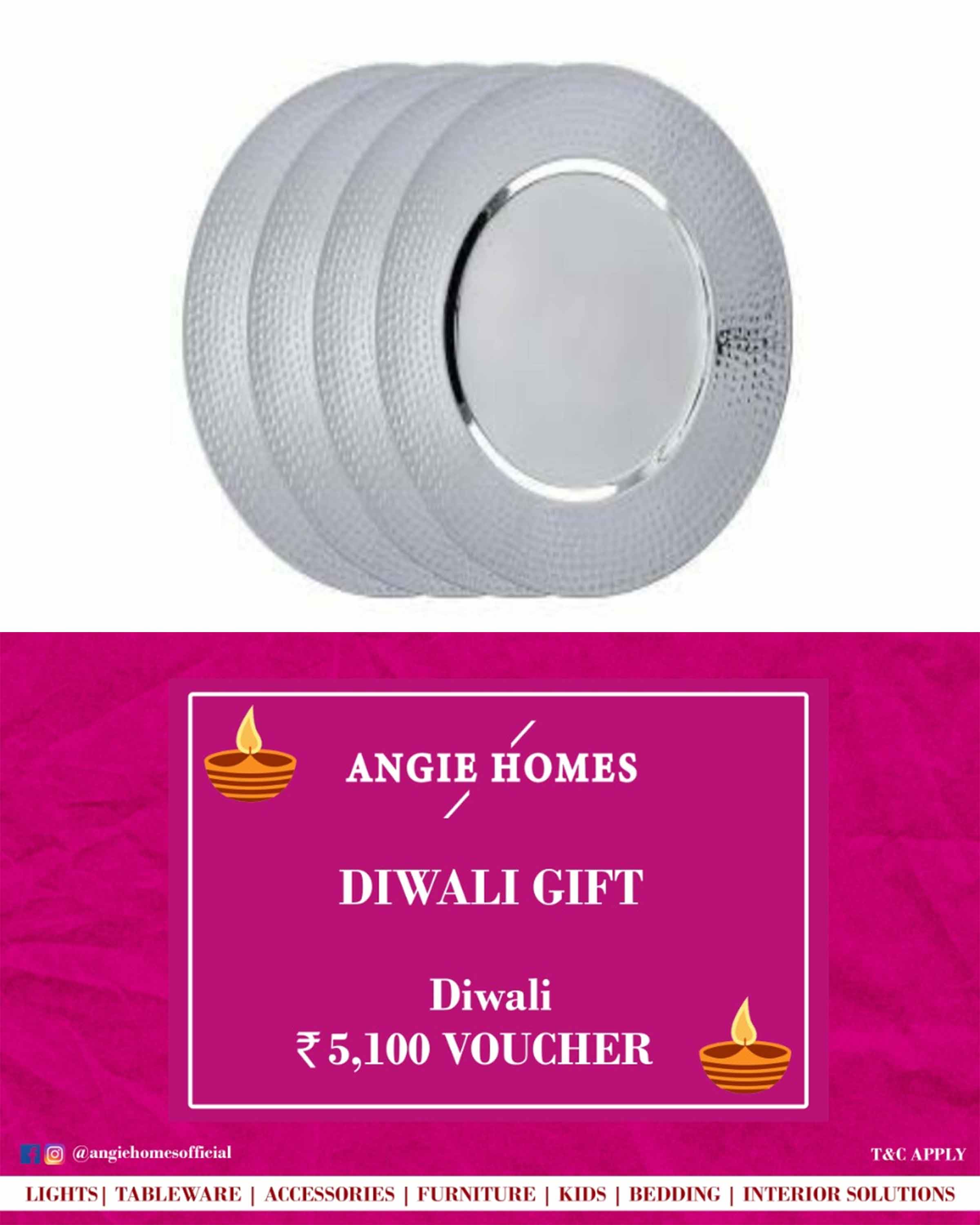 Online Diwali Gift Card Voucher for Silver Finish Plates | Serveware ANGIE HOMES
