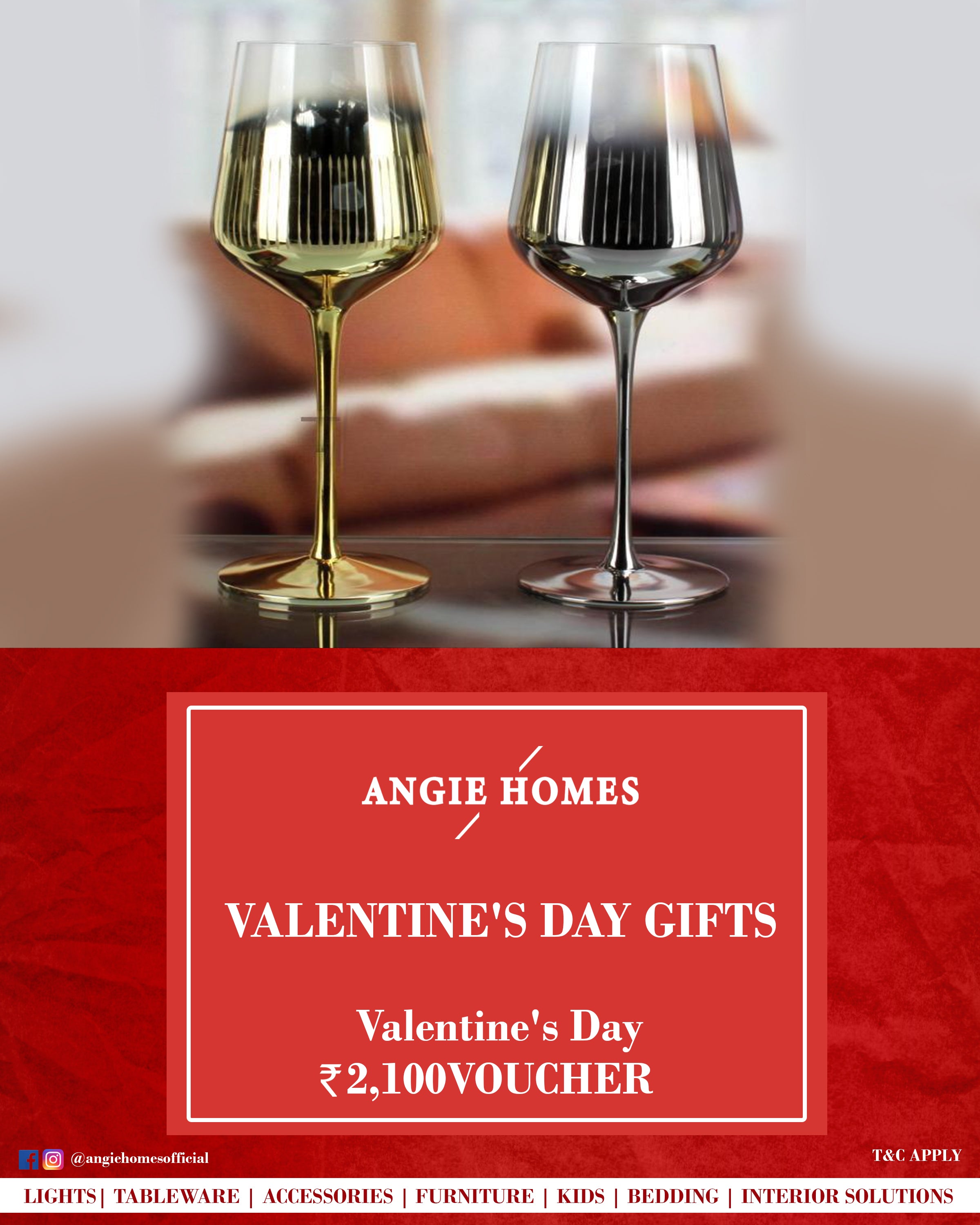 Online Happy Valentine's Day Gift Card Voucher for Wine Glasses ANGIE HOMES