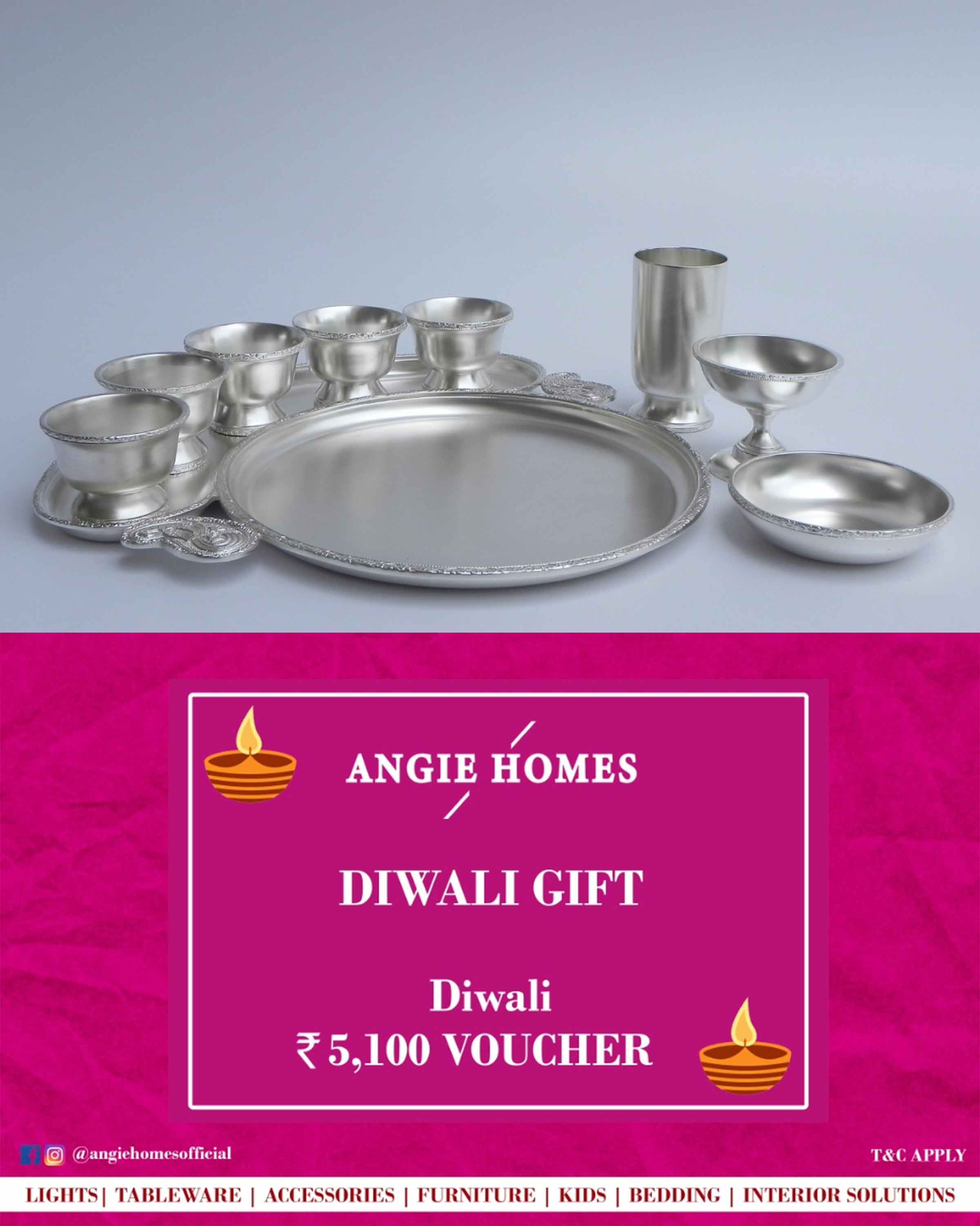 Online Diwali Gift Card Voucher for Silver Plated Tableware Set ANGIE HOMES