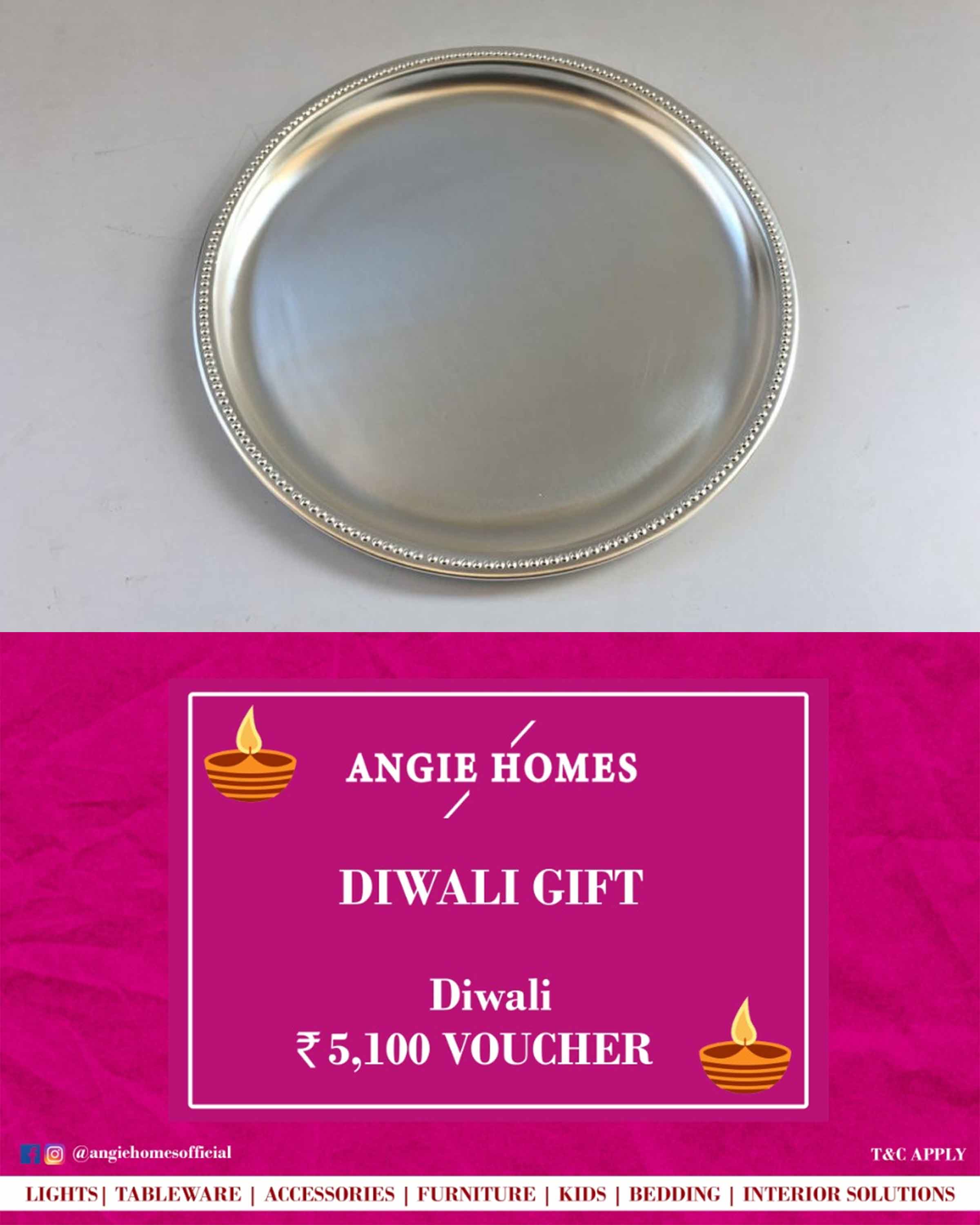 Online Diwali Gift Card Voucher for Silver Plated Round Plate | Tableware ANGIE HOMES
