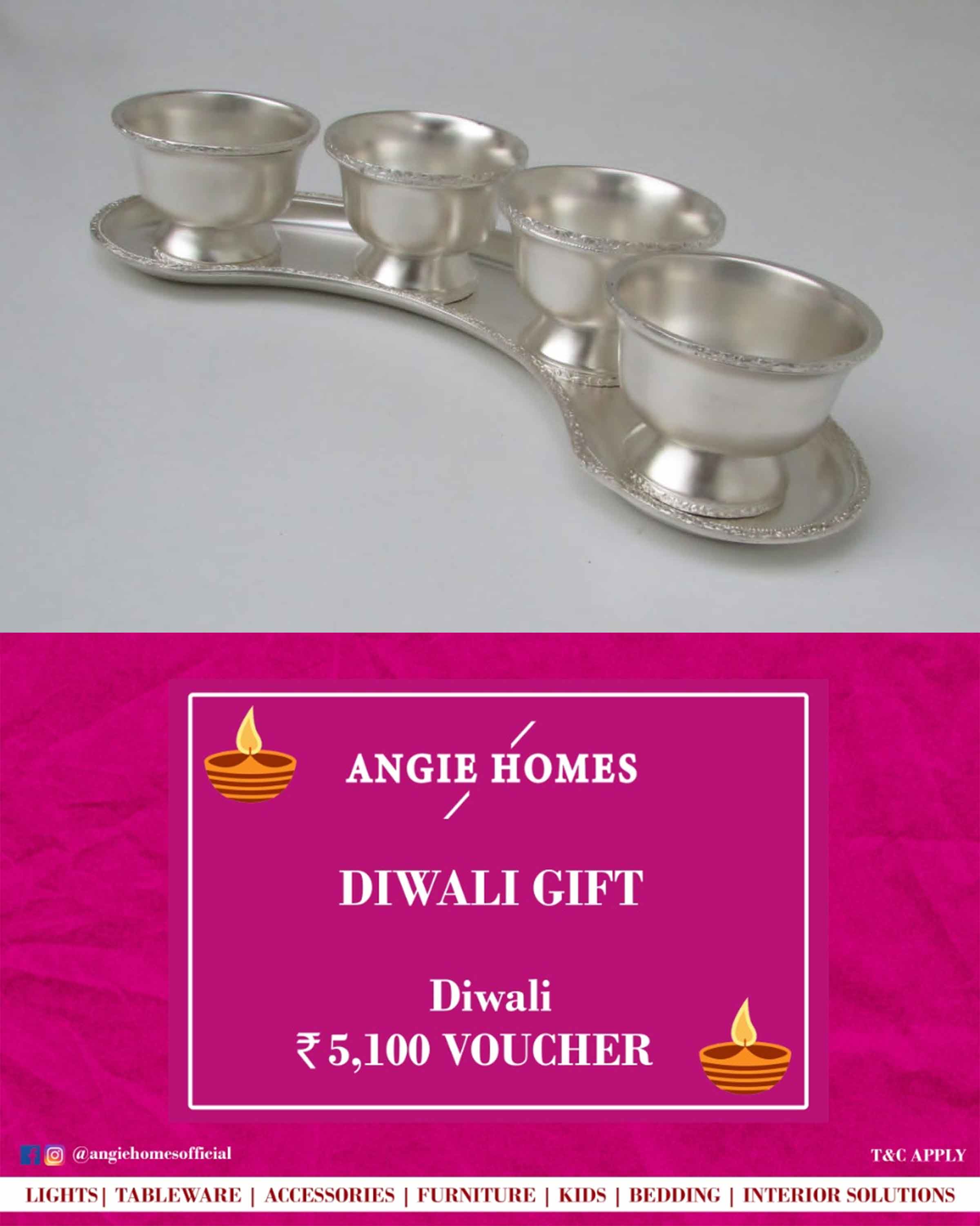 Online Diwali Gift Card Voucher for Silver Plated Ice Cream | Tableware ANGIE HOMES
