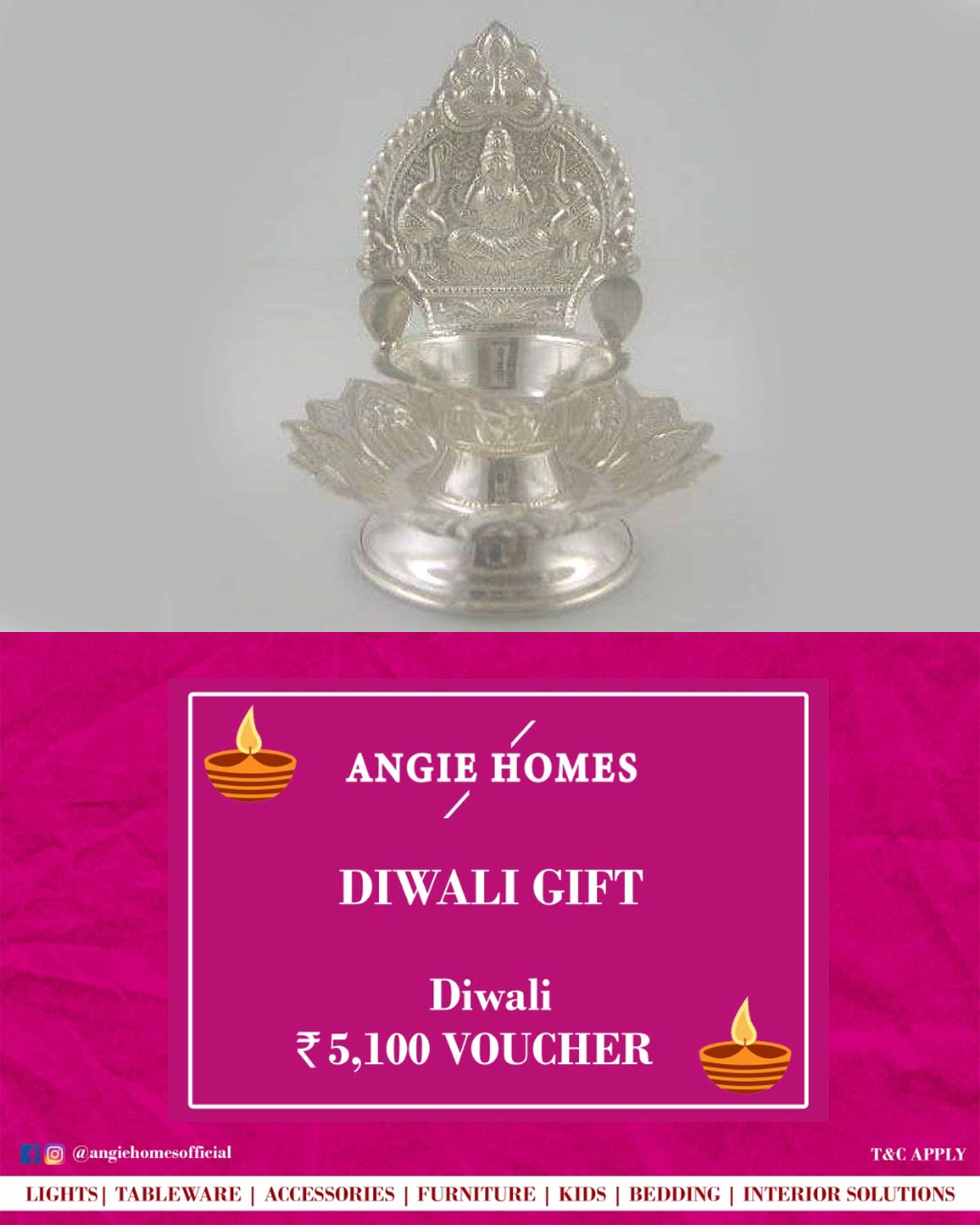 Online Diwali Gift Card Voucher for Silver Plated Diya | Serveware ANGIE HOMES