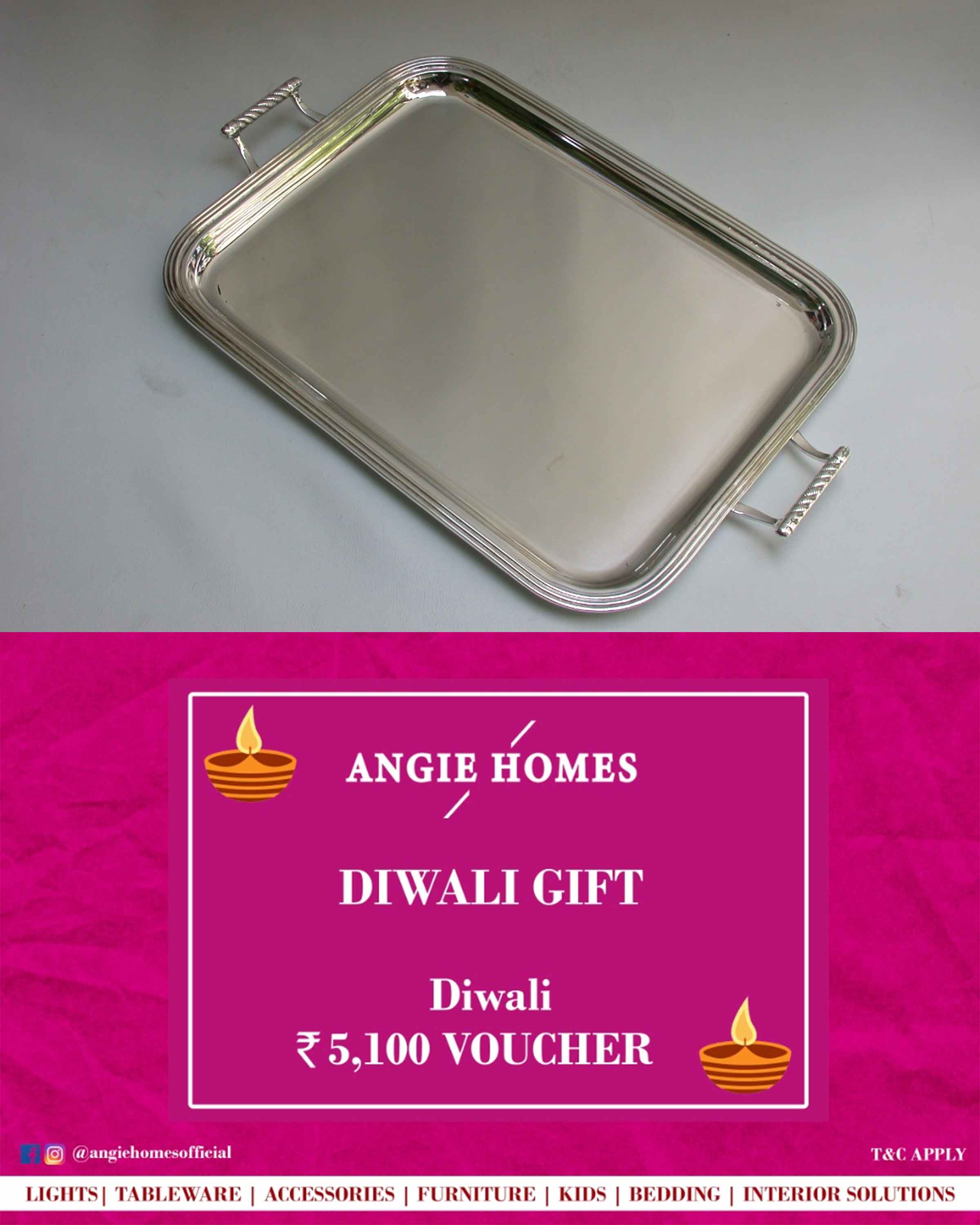 Online Diwali Gift Card Voucher for Silver Plated Tray | Silverware ANGIE HOMES