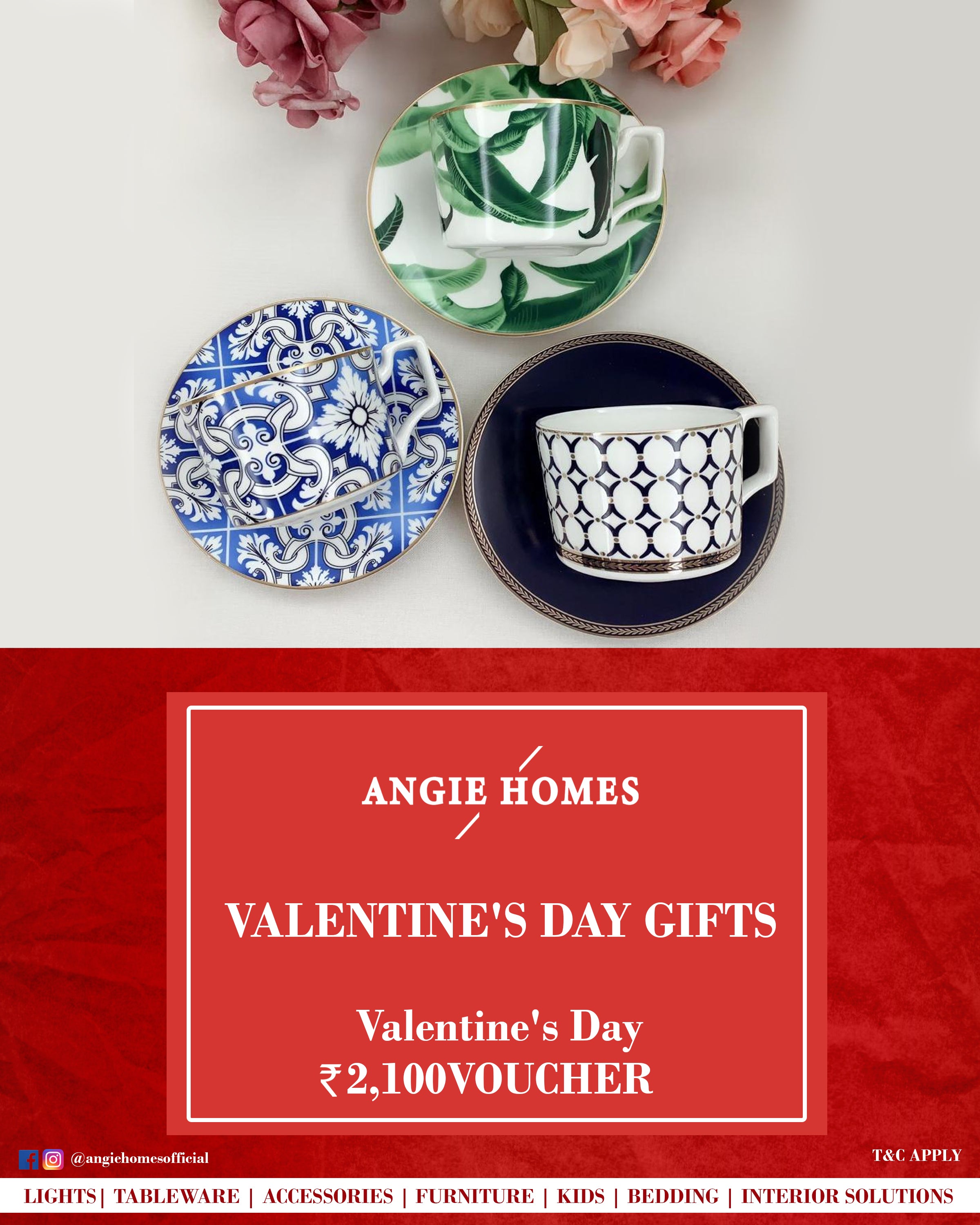 Online Happy Valentine's Day Gift Card Voucher for Tea Mug ANGIE HOMES