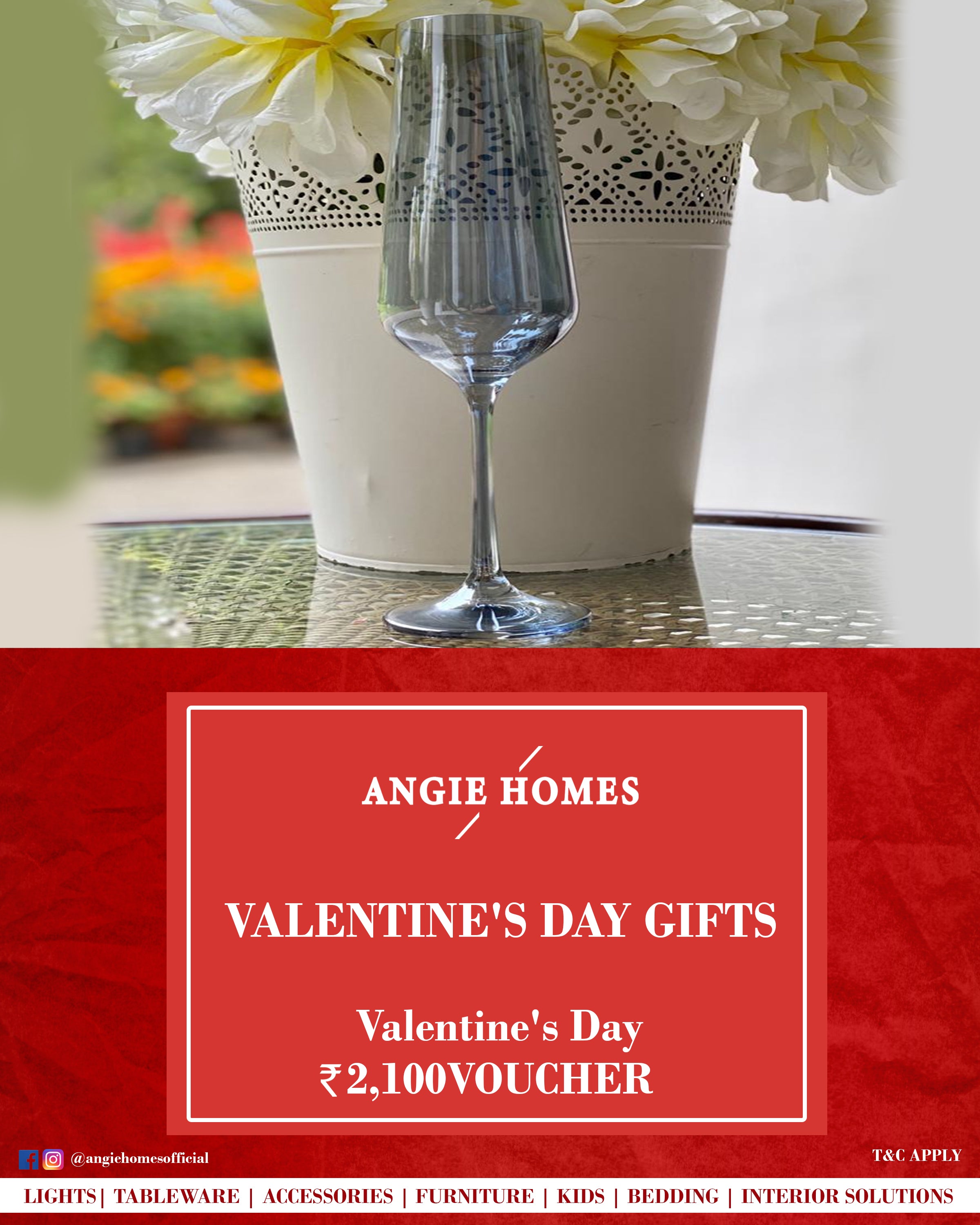 Online Happy Valentine's Day Gift Card Voucher for Wine Glasses ANGIE HOMES