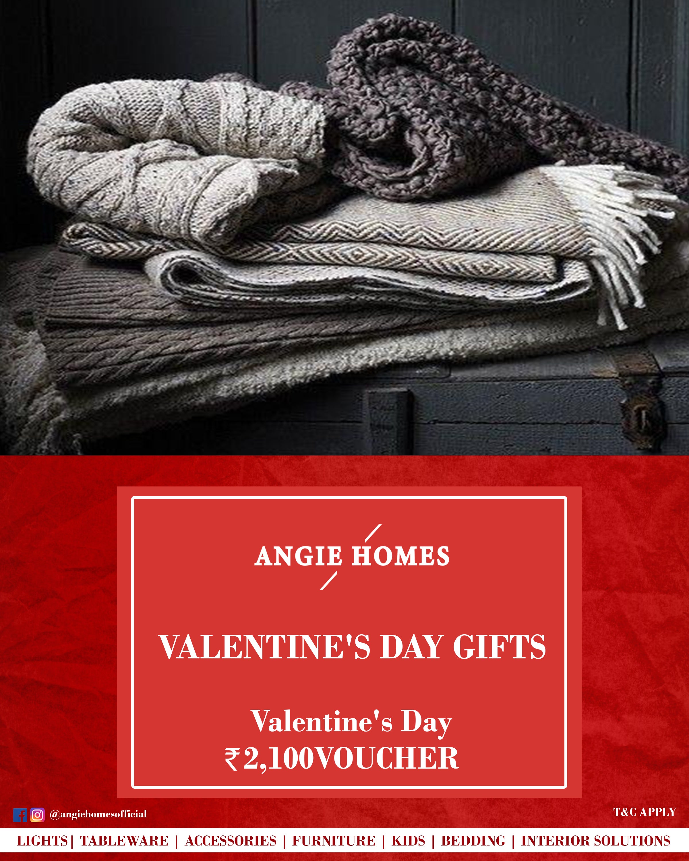 Online Happy Valentine's Day Gift Card Voucher for Throws & Blanket ANGIE HOMES