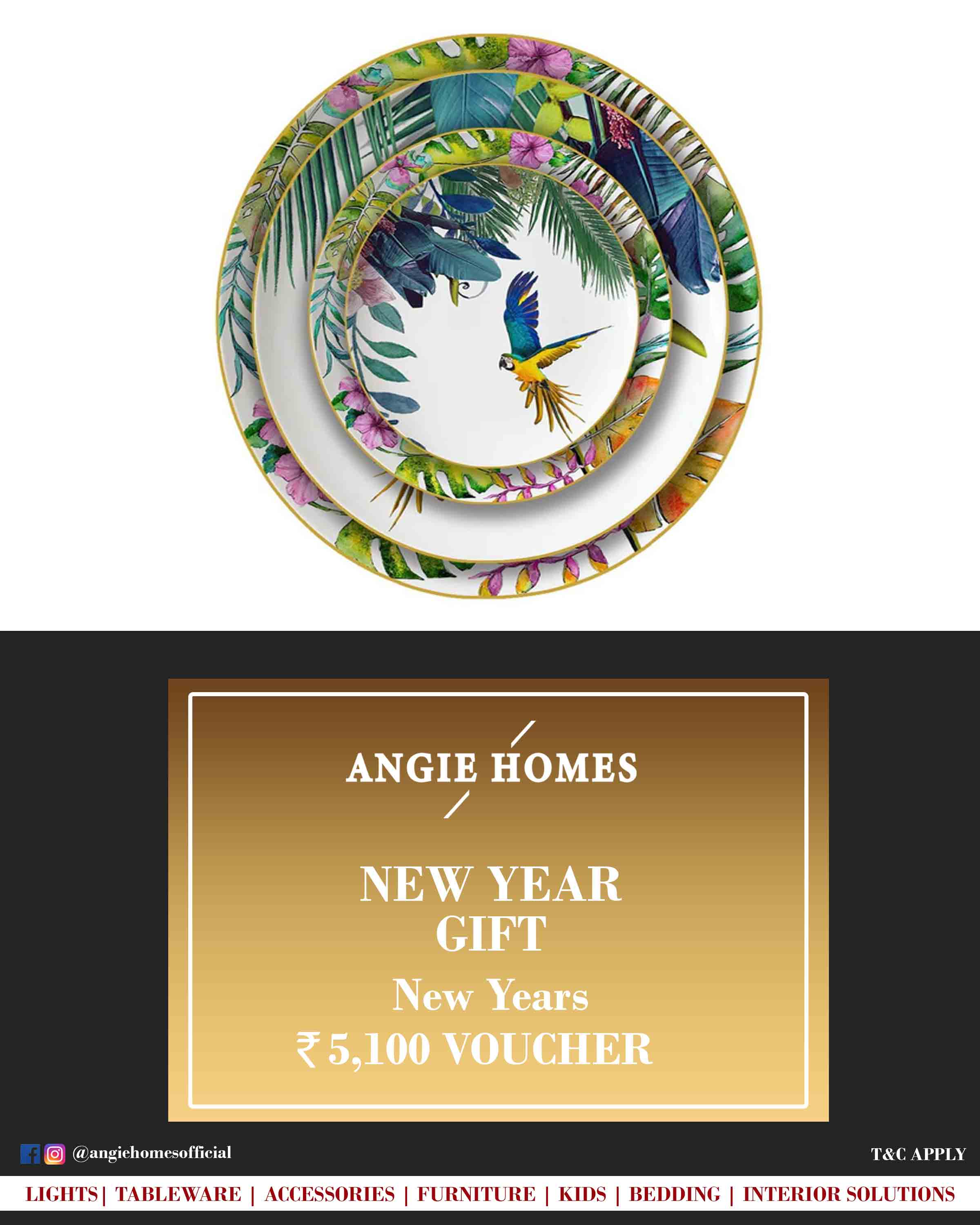 Online New Year Gift Voucher for Tableware | Peacock Plate ANGIE HOMES