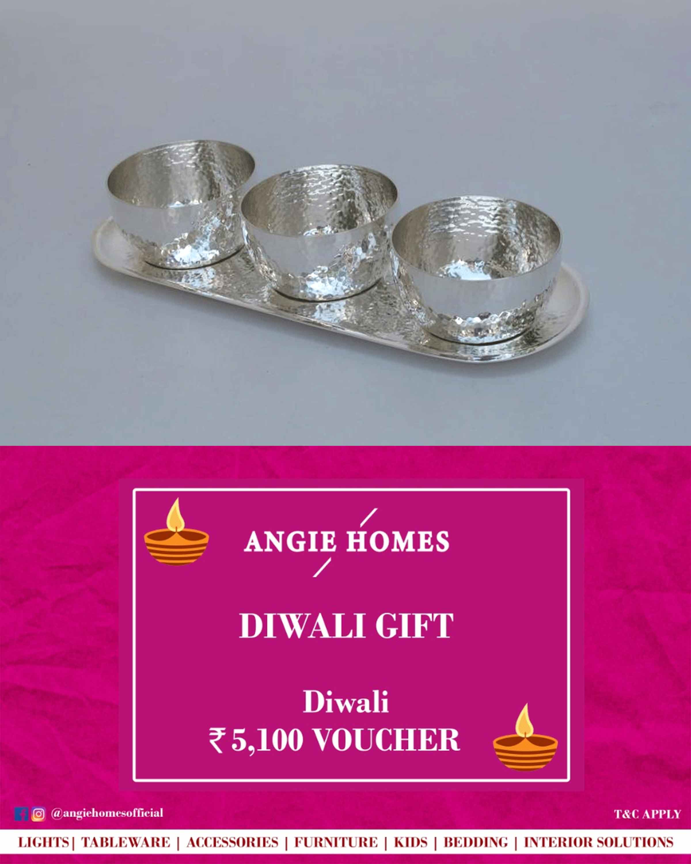 Online Diwali Gift Card Voucher for Silver Plated Bowl | Serveware ANGIE HOMES