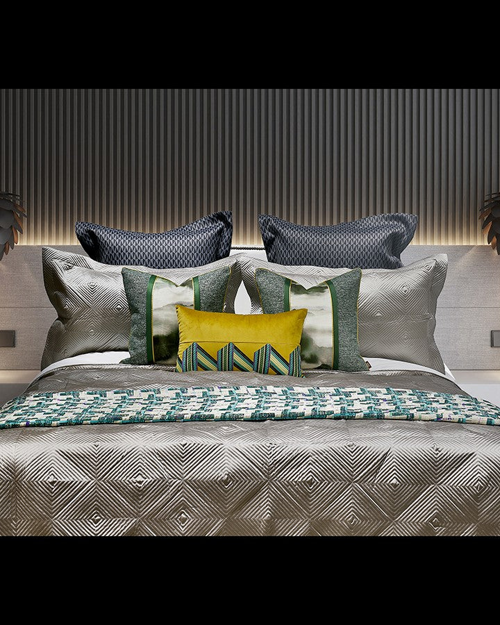 Luxury grey and yellow bed sets with pillow