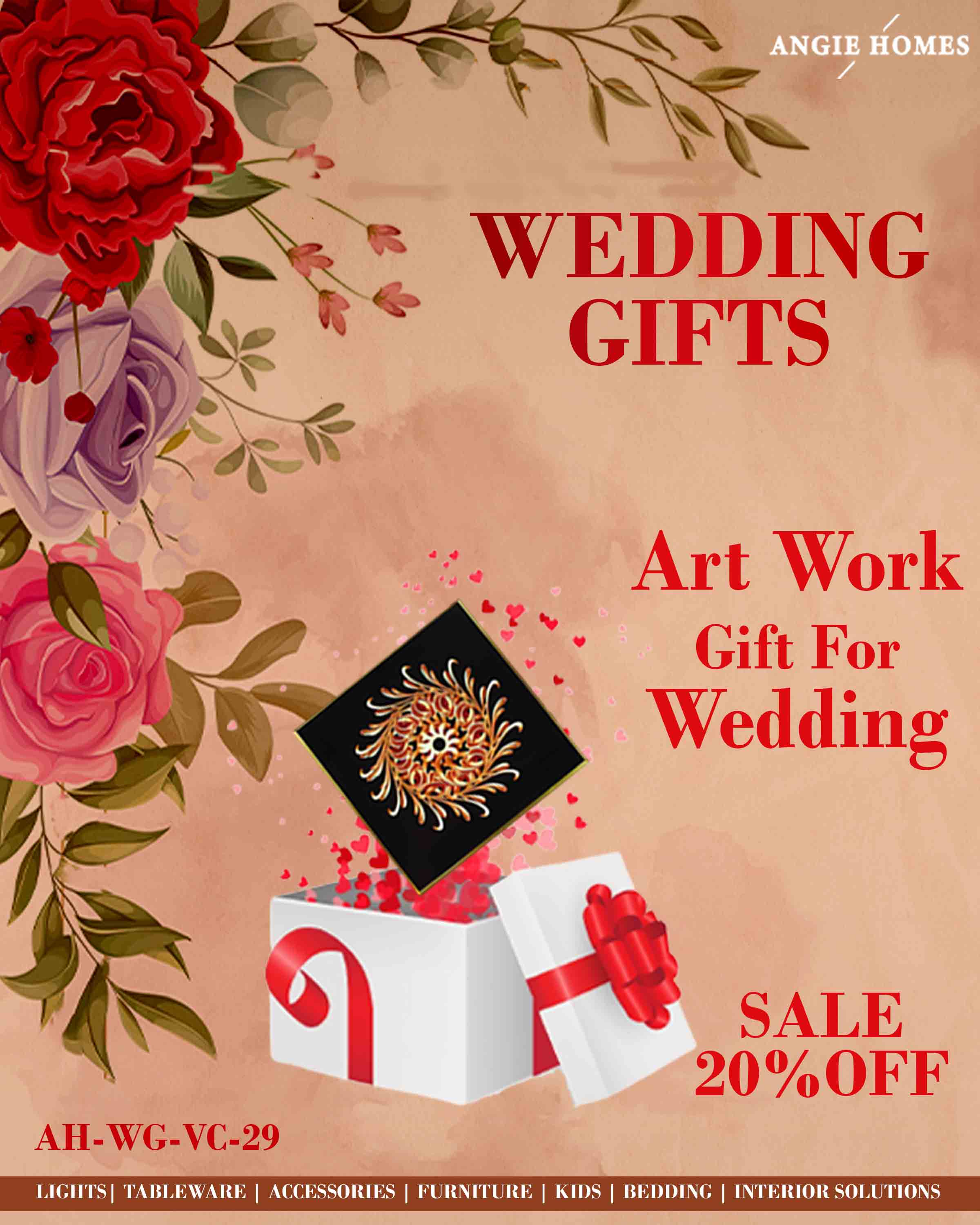 ART WORK FOR WEDDING GIFTS | MARRIAGE GIFT VOUCHER CARD | HOME DECOR PAINTINGS ANGIE HOMES