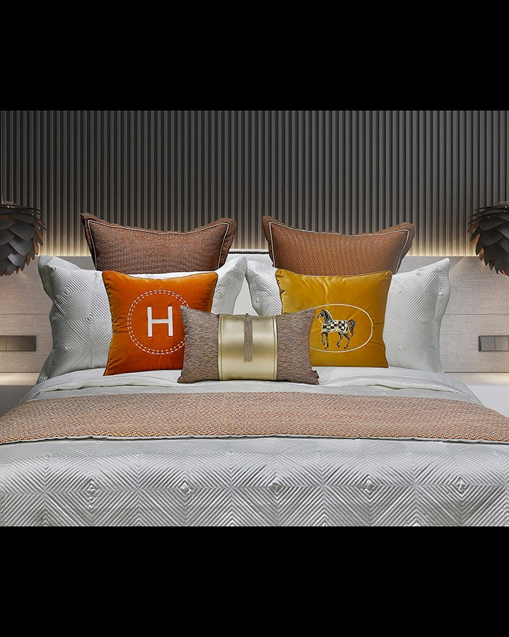 Luxury range and white bed set with pillow